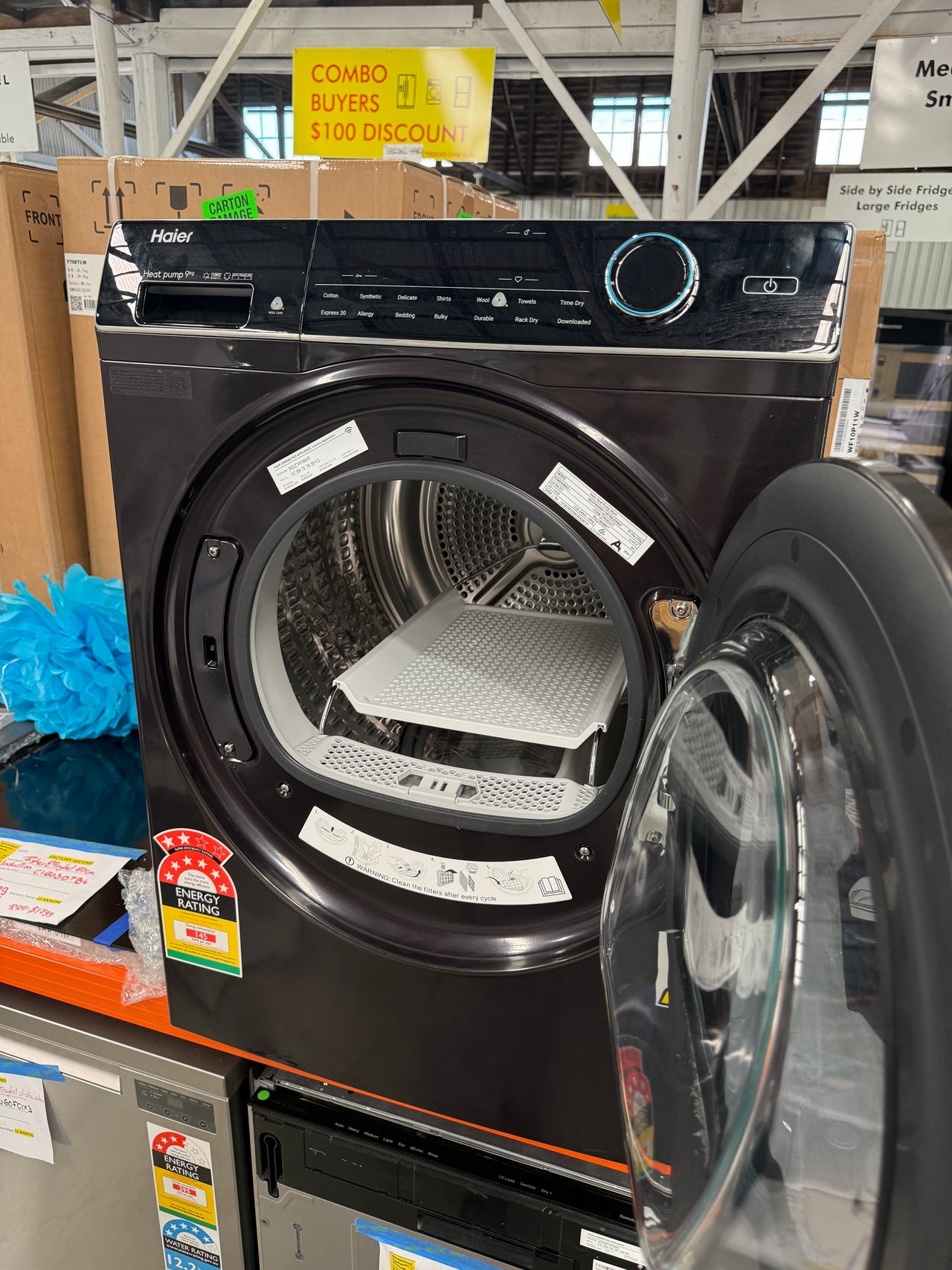 Factory second Haier HDHP90ANB1 — 9 kg Heat Pump Dryer with Steam (“600 Series”)