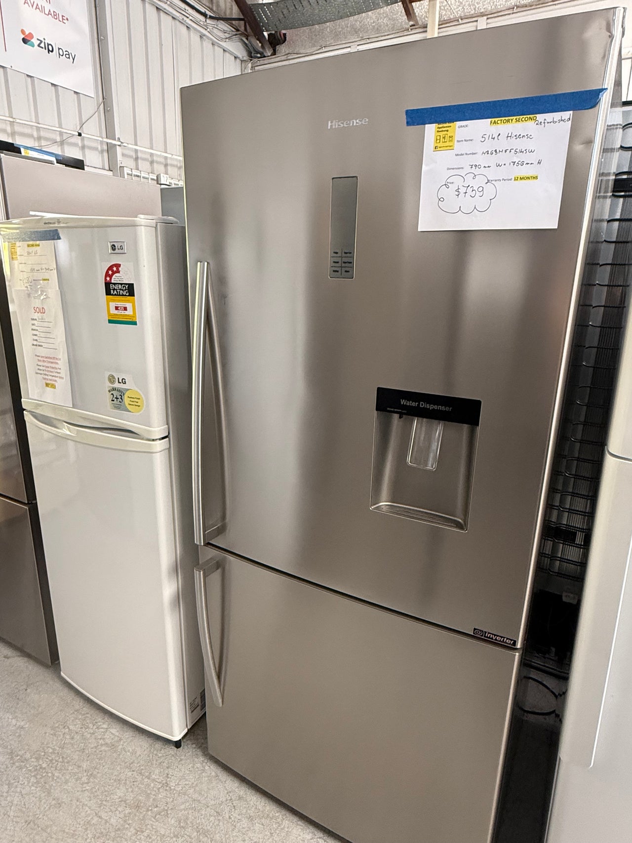 Factory second Hisense 514L Bottom Mount Fridge model: HR6BMFF514SW - Second Hand Appliances Geebung