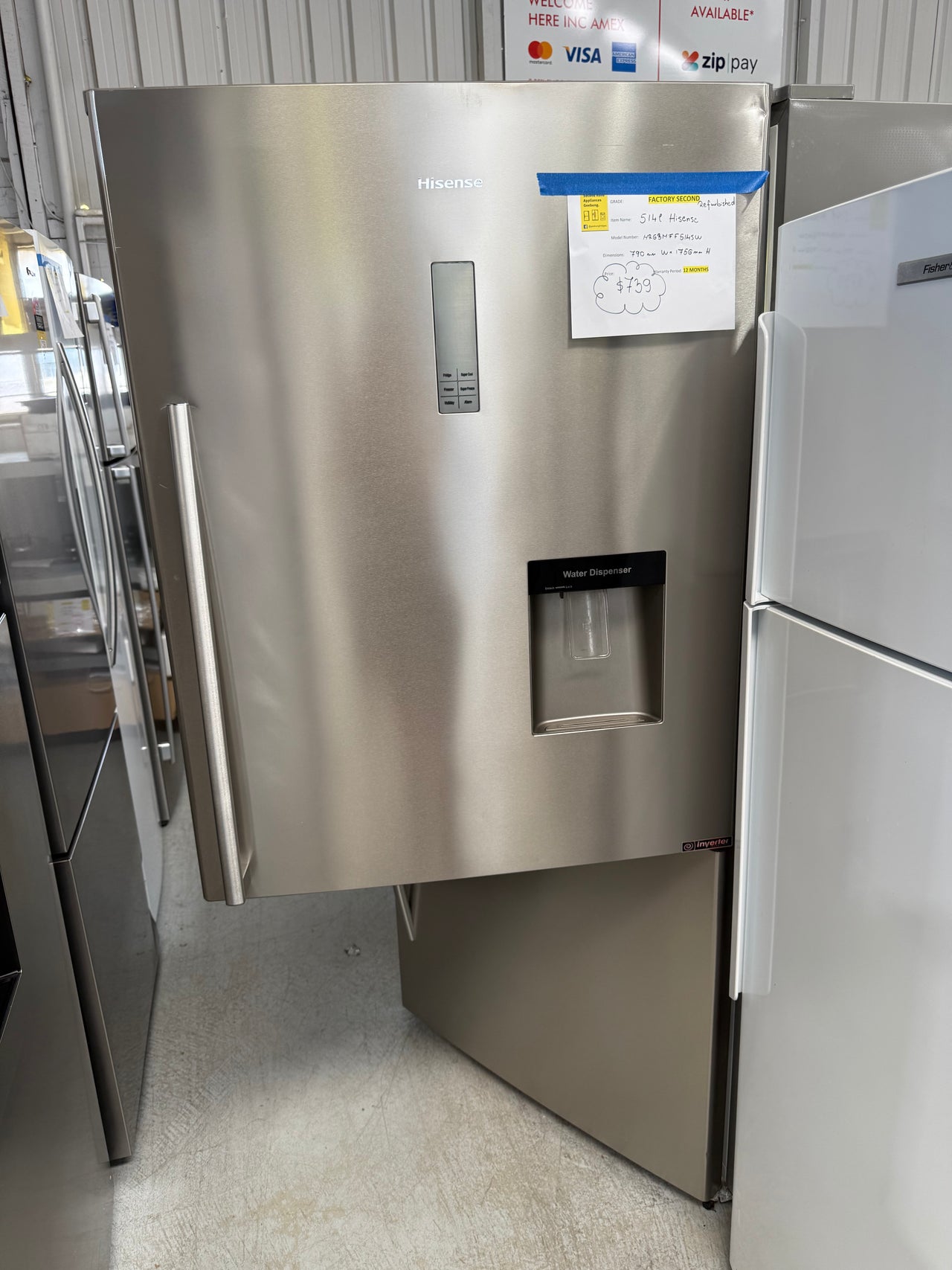 Factory second Hisense 514L Bottom Mount Fridge model: HR6BMFF514SW - Second Hand Appliances Geebung