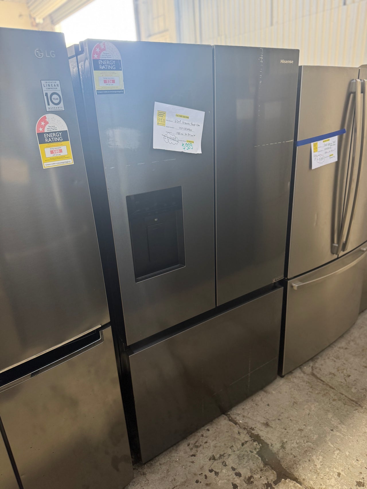 Factory Second Hisense 634L French Door Refrigerator – Black (HRFD634BW)