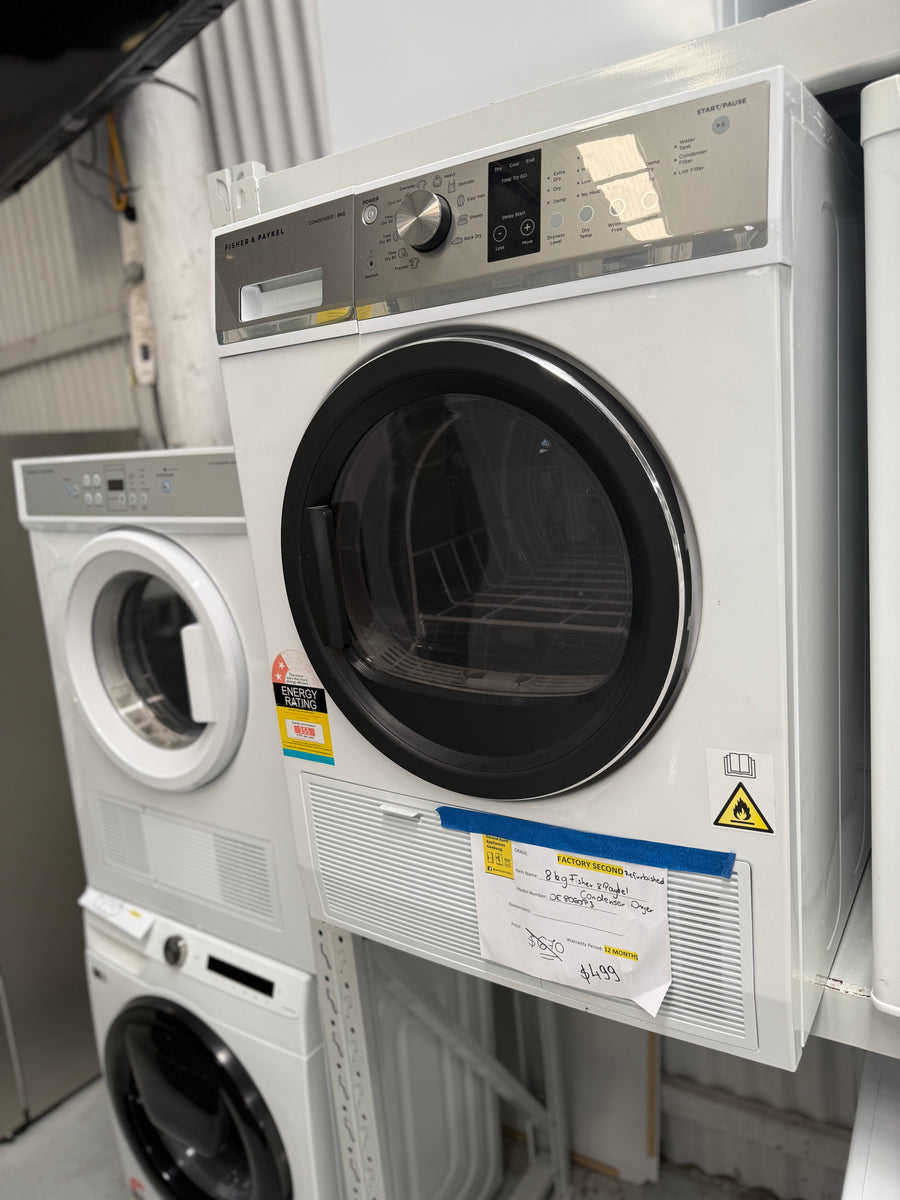 Factory second Fisher & Paykel 8kg Condenser Dryer Model: DE8060P3 - Second Hand Appliances Geebung