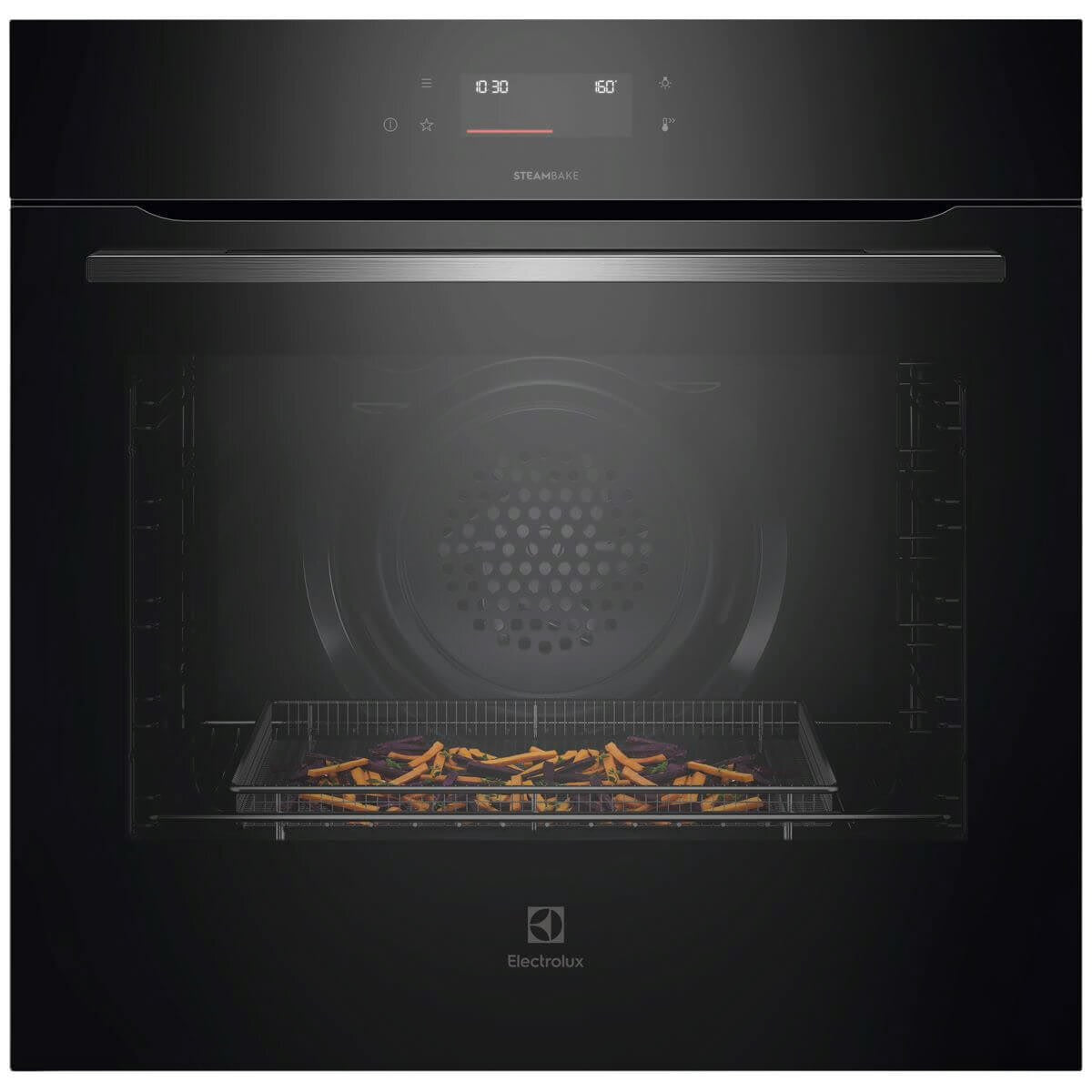 Factory second Electrolux 60cm 500 Series Pyrolytic Multifunction Oven with SteamBake & AirFryPlus – Dark Stainless Steel  Model: EVEP6615DF