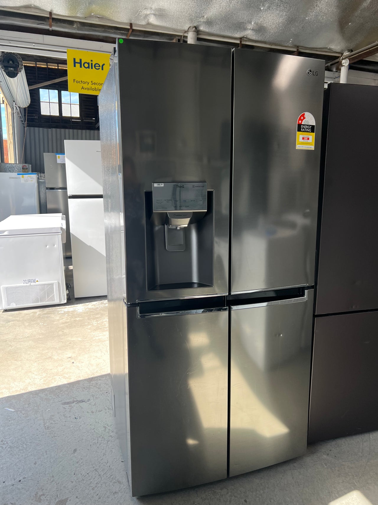 Factory second LG 506L French Door Refrigerator Model: GF-L570PNL with non-plumbed ice maker & water dispenser - Second Hand Appliances Geebung