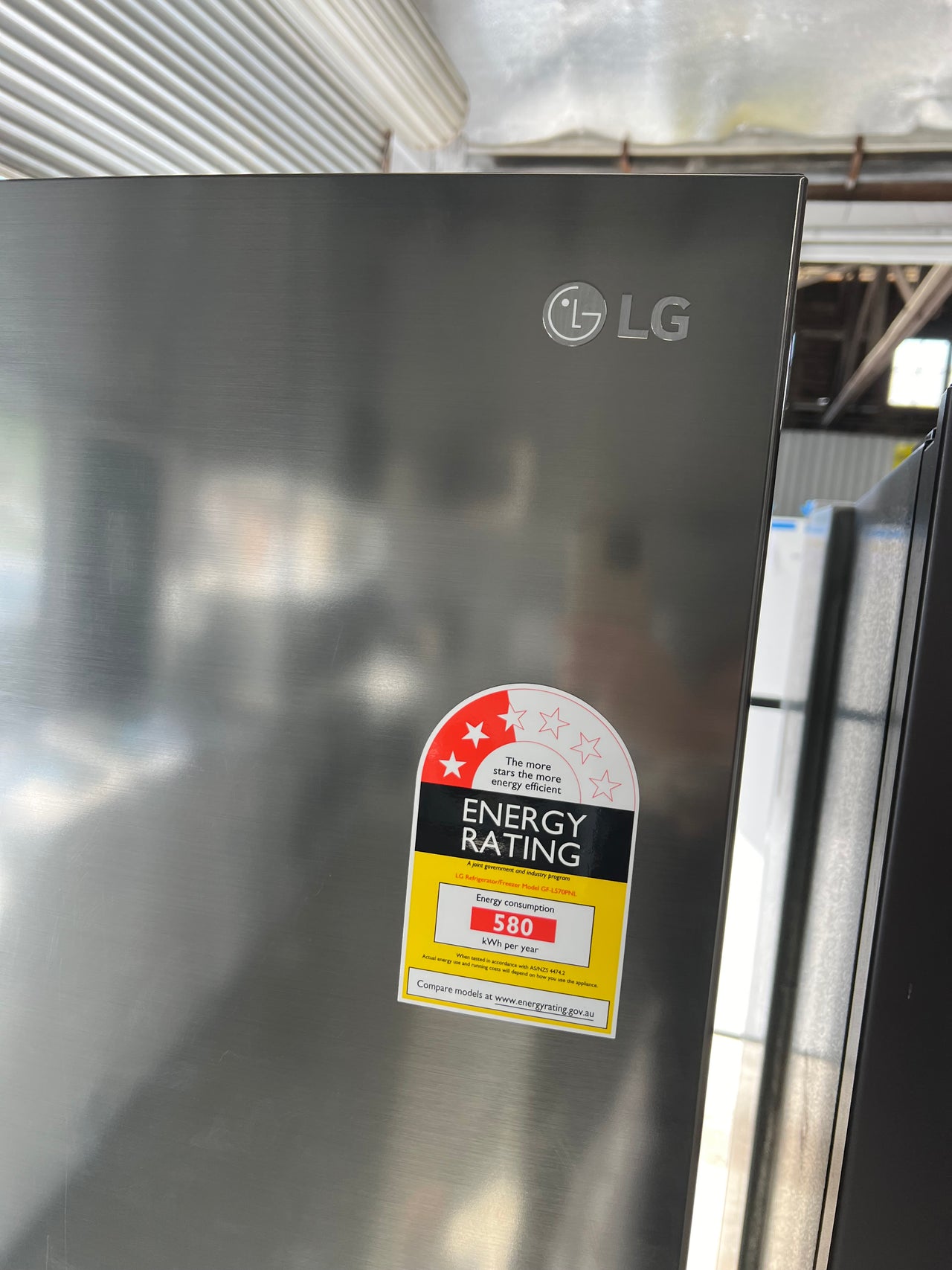 Factory second LG 506L French Door Refrigerator Model: GF-L570PNL with non-plumbed ice maker & water dispenser - Second Hand Appliances Geebung