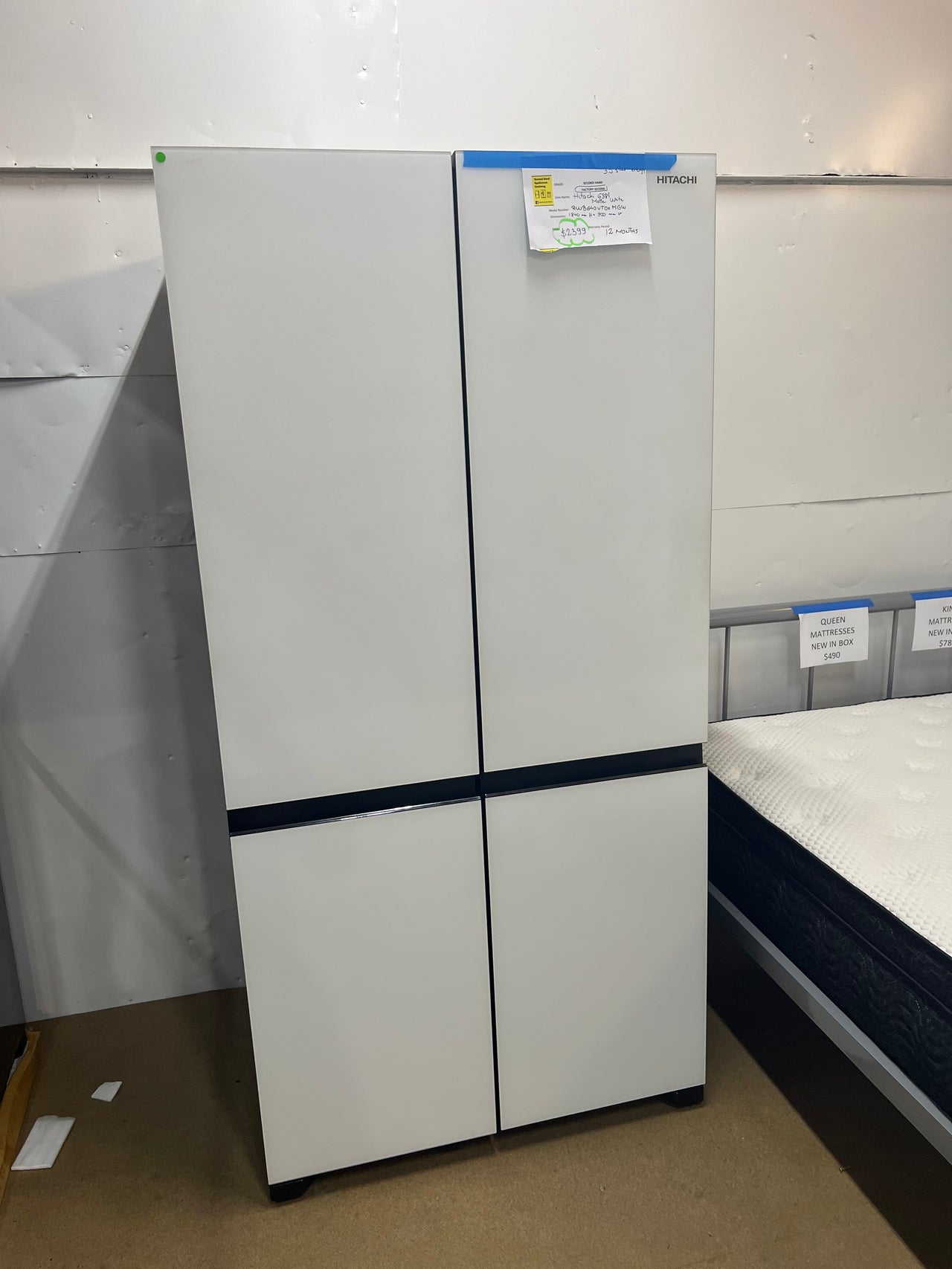 Hitachi white deals glass fridge