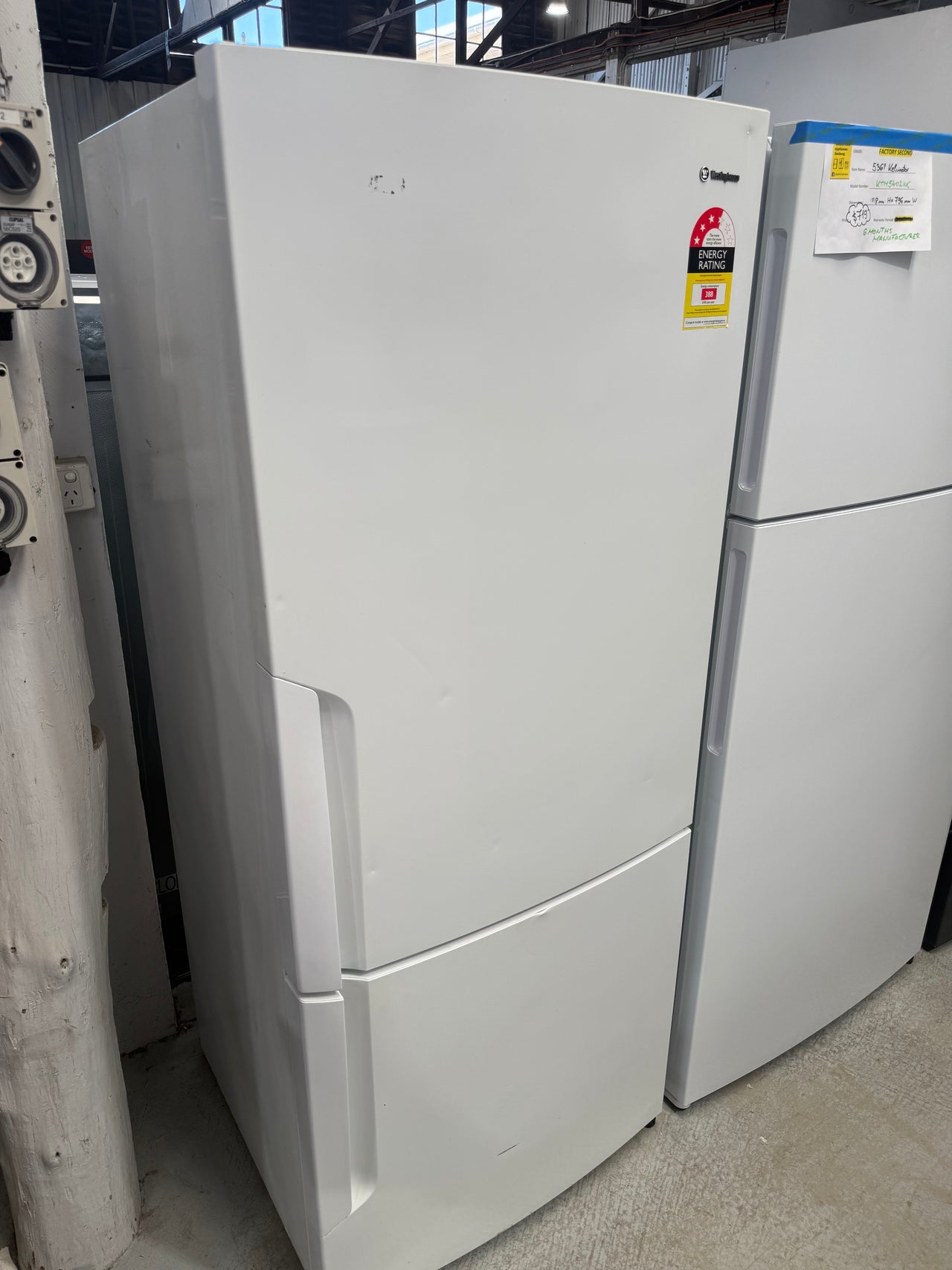 Second hand Westinghouse WBE4500WA — 453L Bottom Mount Refrigerator (White)