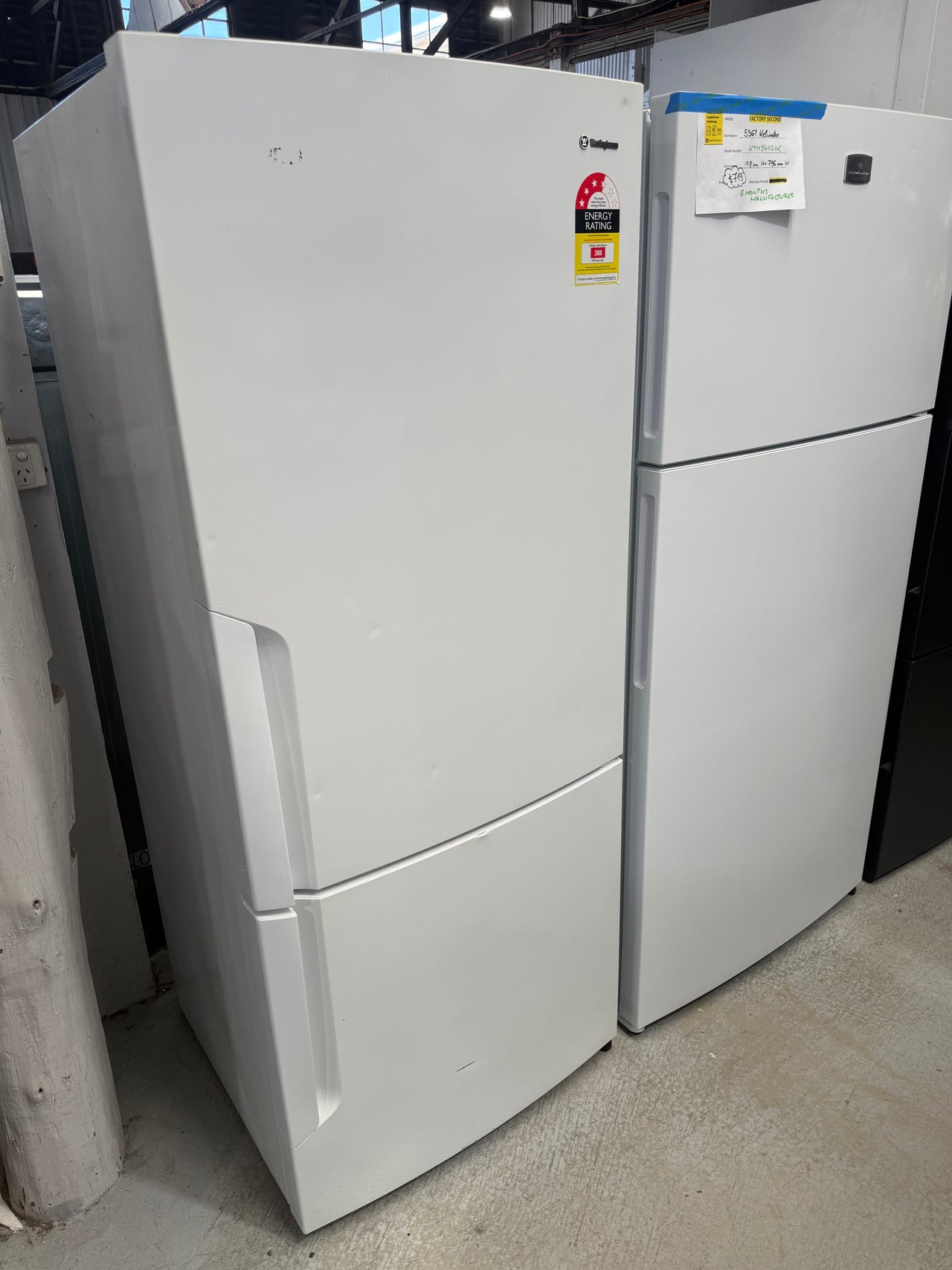 Second hand Westinghouse WBE4500WA — 453L Bottom Mount Refrigerator (White)
