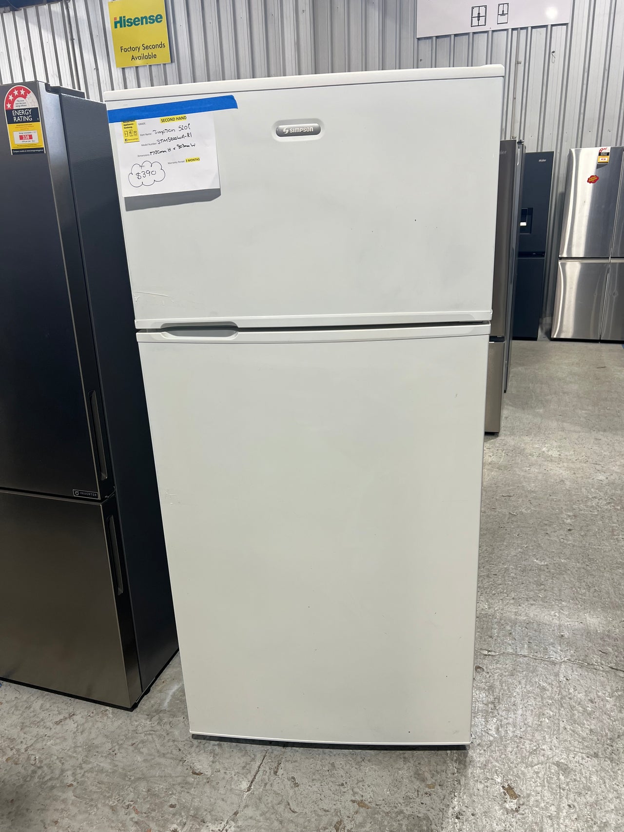 Second hand 520l Simpson top mounted refrigerator STM5200WA - Second Hand Appliances Geebung