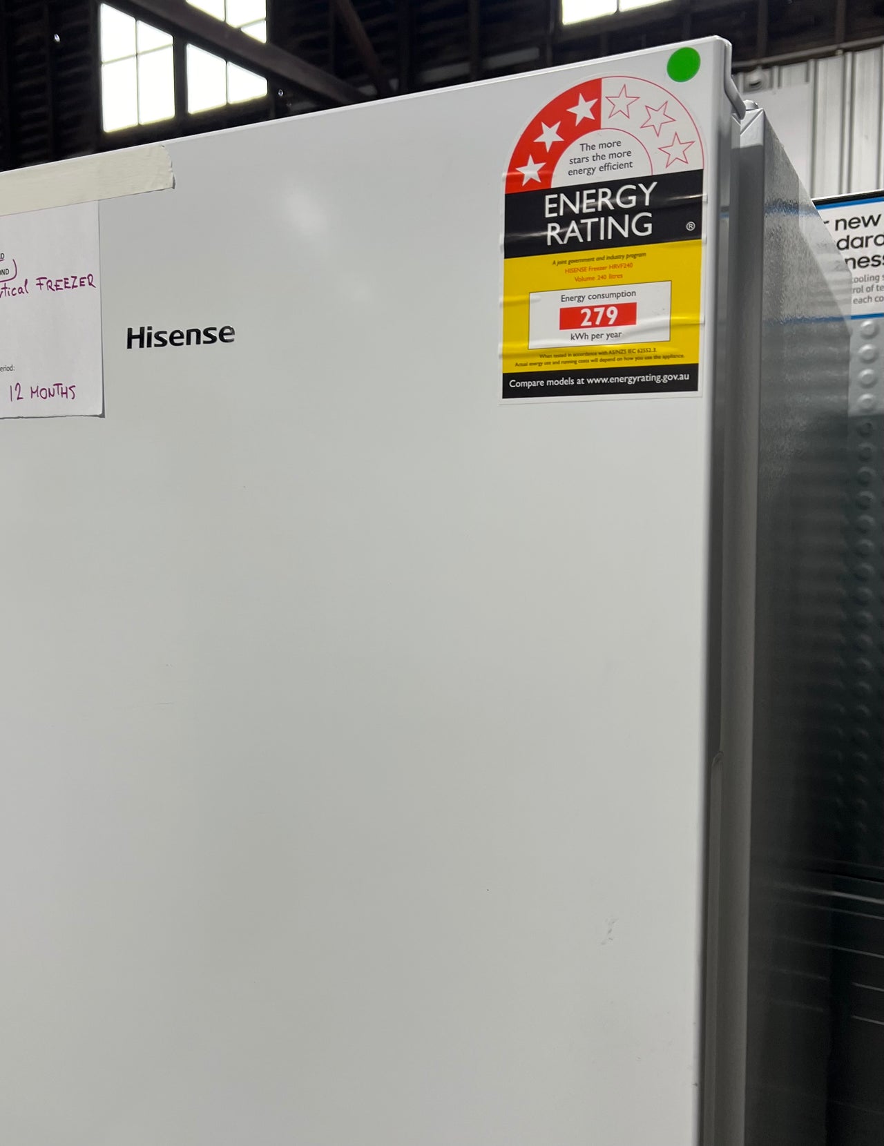 Factory second Hisense 240L Upright Hybrid Fridge Freezer White HRVF240 - Second Hand Appliances Geebung