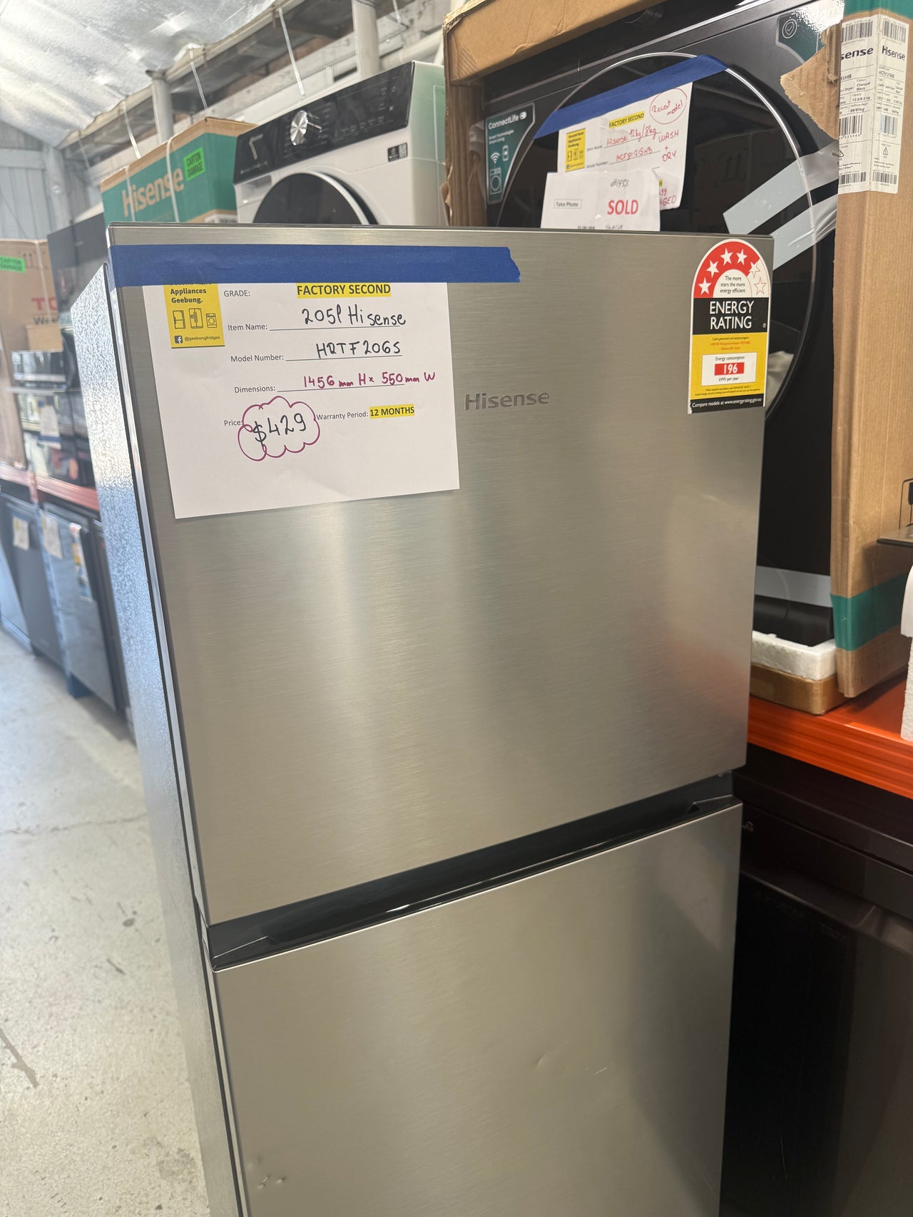 Factory second Hisense 205L Top Mount Fridge – HRTF206S
