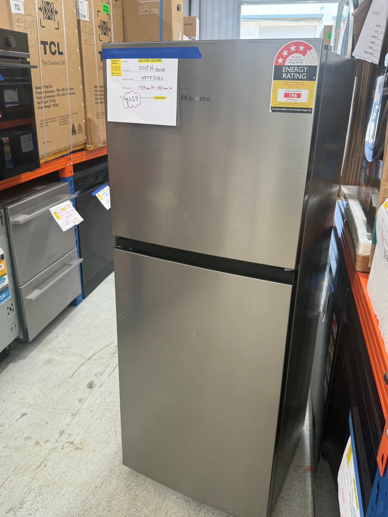 Factory second Hisense 205L Top Mount Fridge – HRTF206S