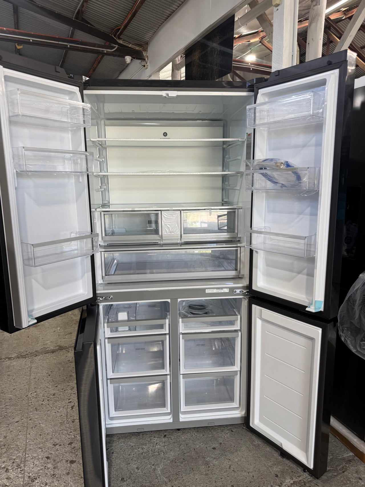 Buy Factory second Fisher & Paykel RF730QNUVB1 690 L Quad Door Refrigerator – Black Stainless Steel with Ice &Water |  | [product_variant] | Second Hand Appliances Geebung Brisbane