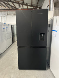 Thumbnail for Factory Second Fisher & Paykel 690L Recessed Handle Quad Door Fridge with Ice & Water Dispenser - Matte Black Glass RF730QZUVB1 - Second Hand Appliances Geebung