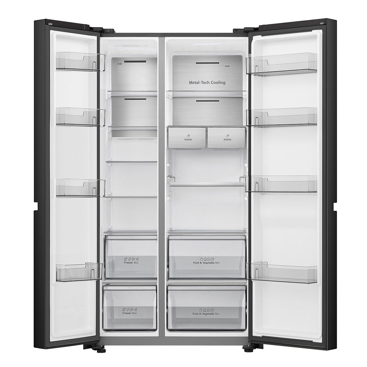 Factory second Hisense 652L Side by Side Refrigerator Black Brushed Steel HRSBS652B - Second Hand Appliances Geebung