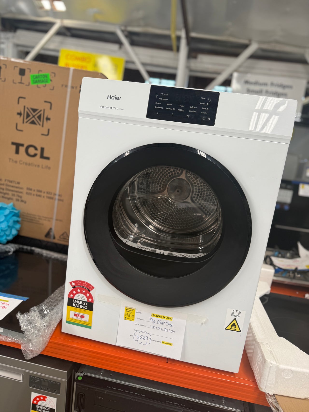 Factory Second Haier 7kg Heat Pump Dryer – White (HDHPS70LW1)