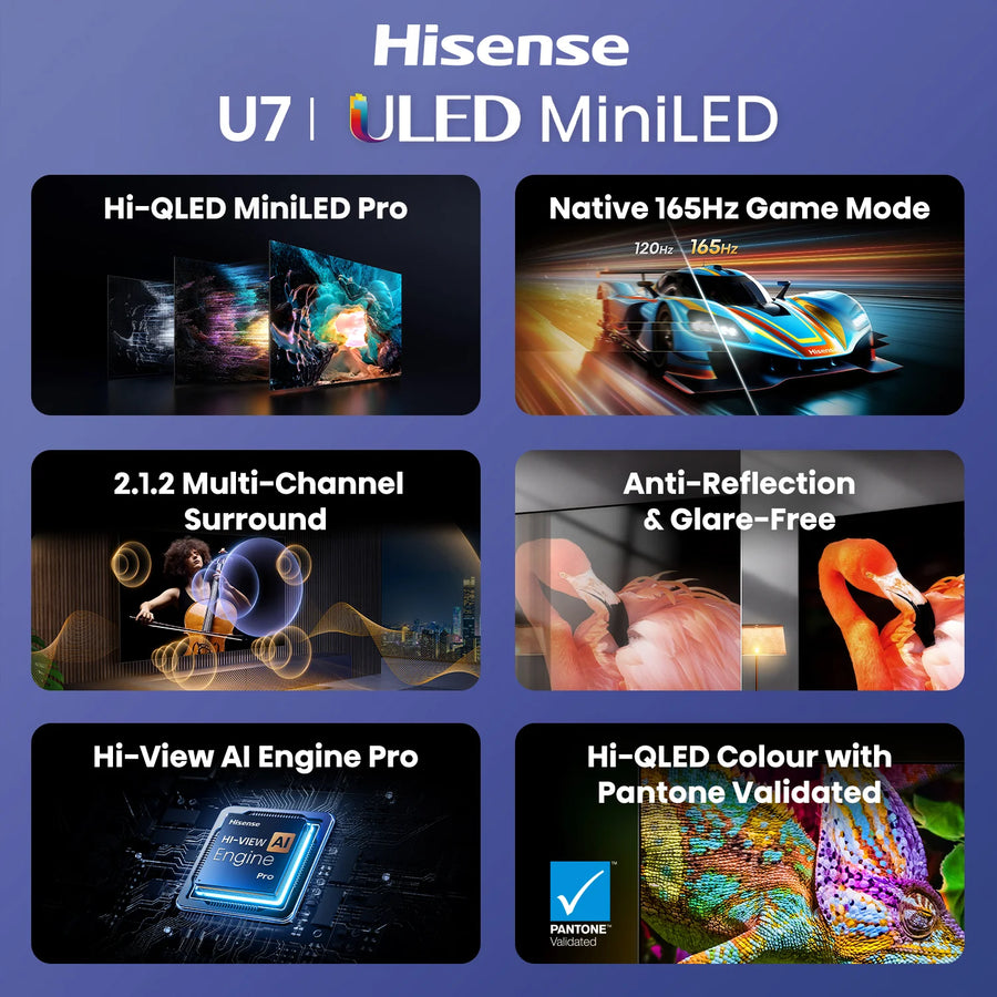 Carton damaged Hisense 55" U7S ULED MiniLED 165Hz 4K Smart TV – 55U7SAU