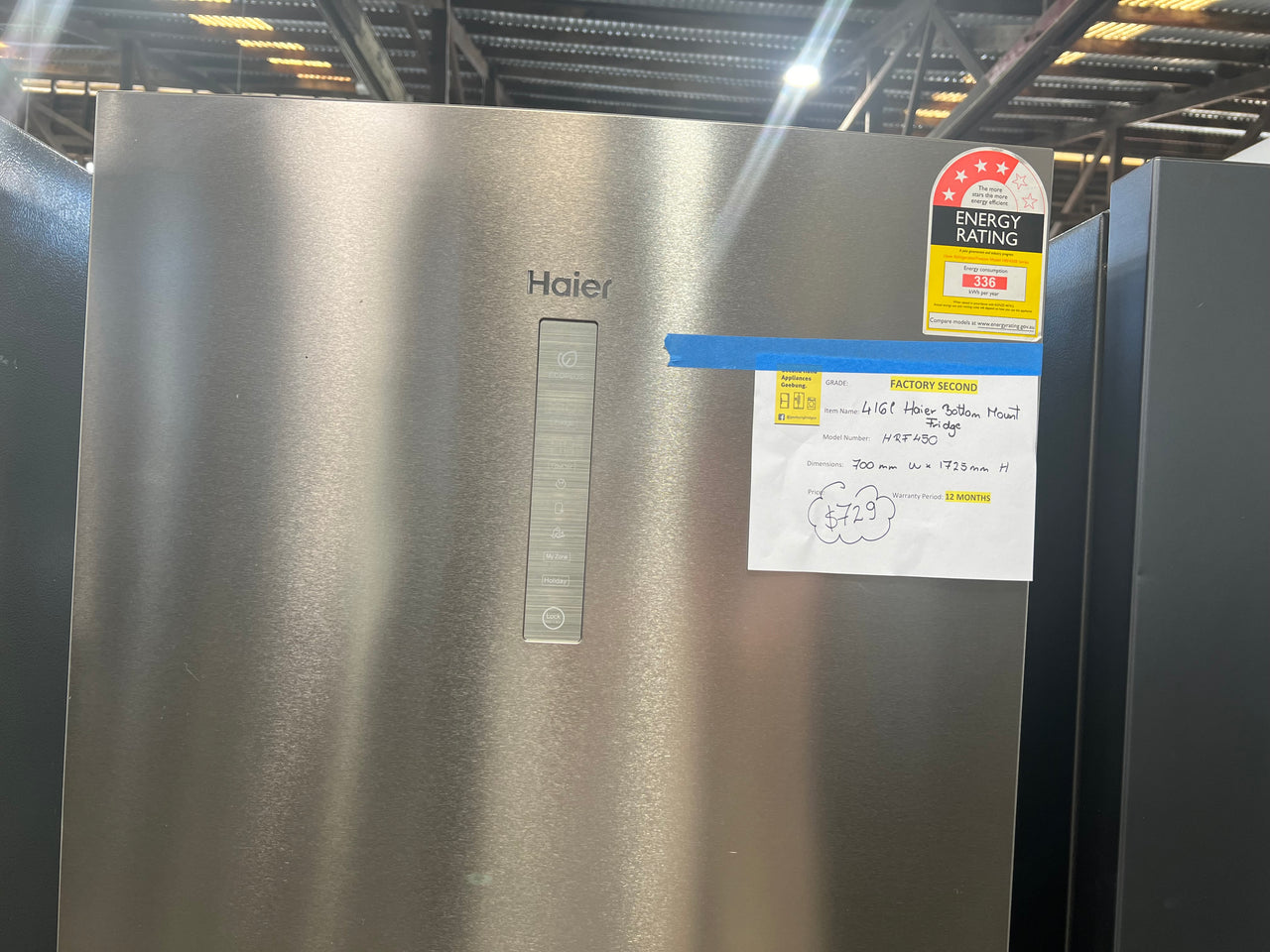 Factory Second Haier 416L Bottom Mount Frost Free Fridge HRF450BS2 - Second Hand Appliances Geebung