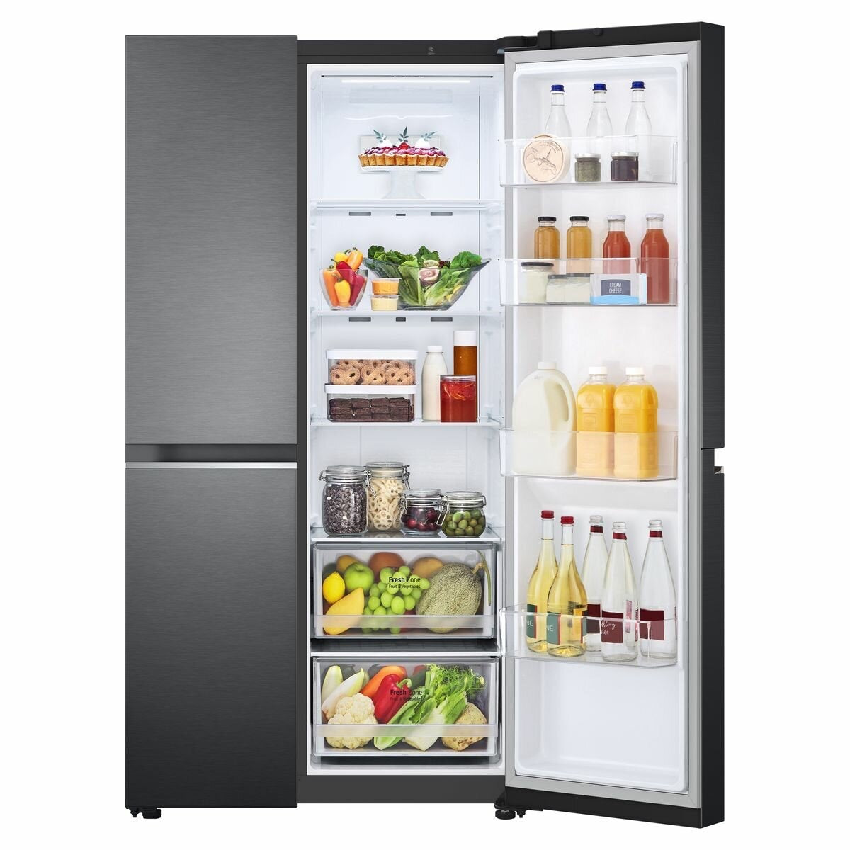 Transportation damaged LG 655L Side by Side Fridge GS-B655MBL - Second Hand Appliances Geebung