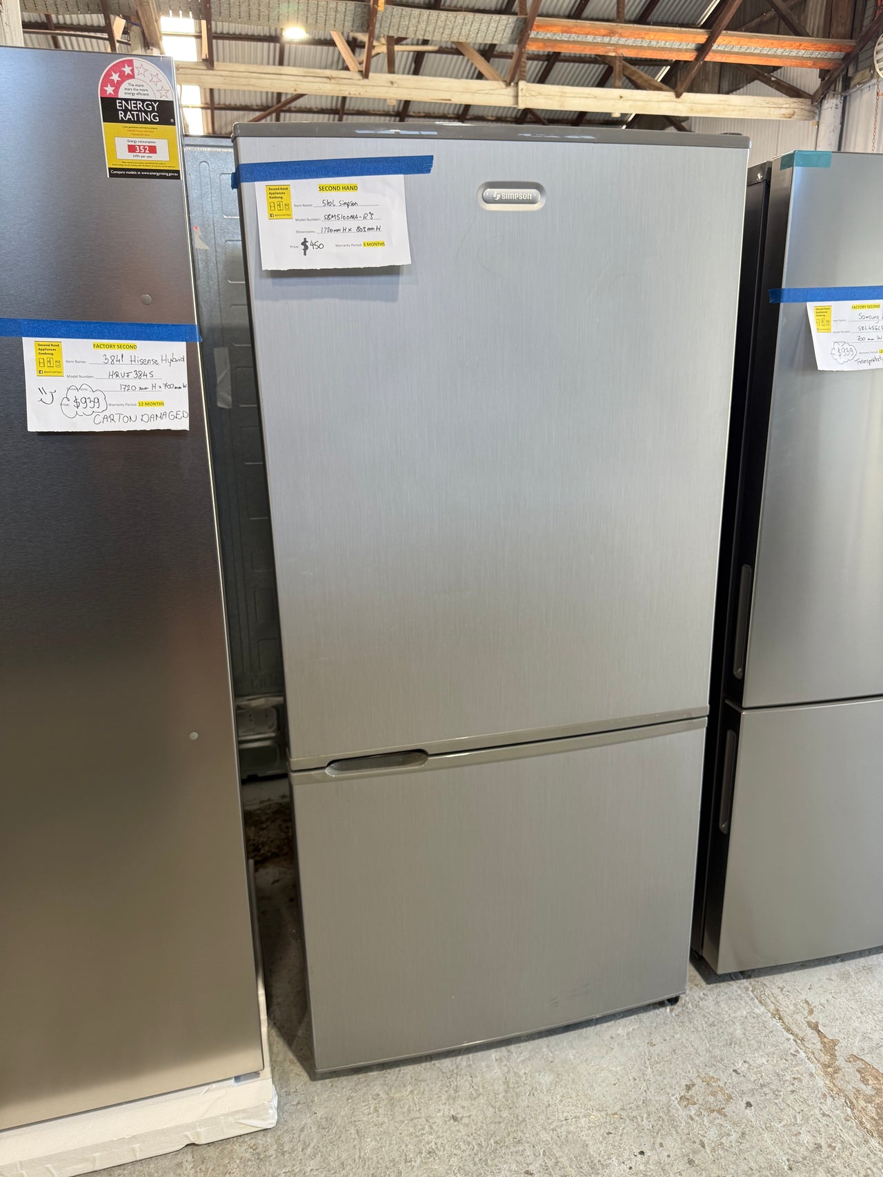 Second hand 510L Simpson Fridge Model: SBM5100