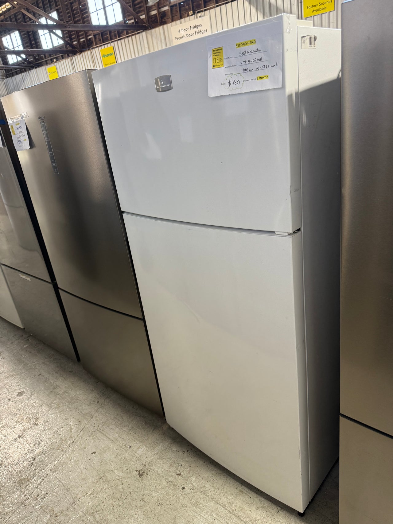 Second hand Kelvinator 536L Top Mount Refrigerator MODEL NO: KTM5402WA