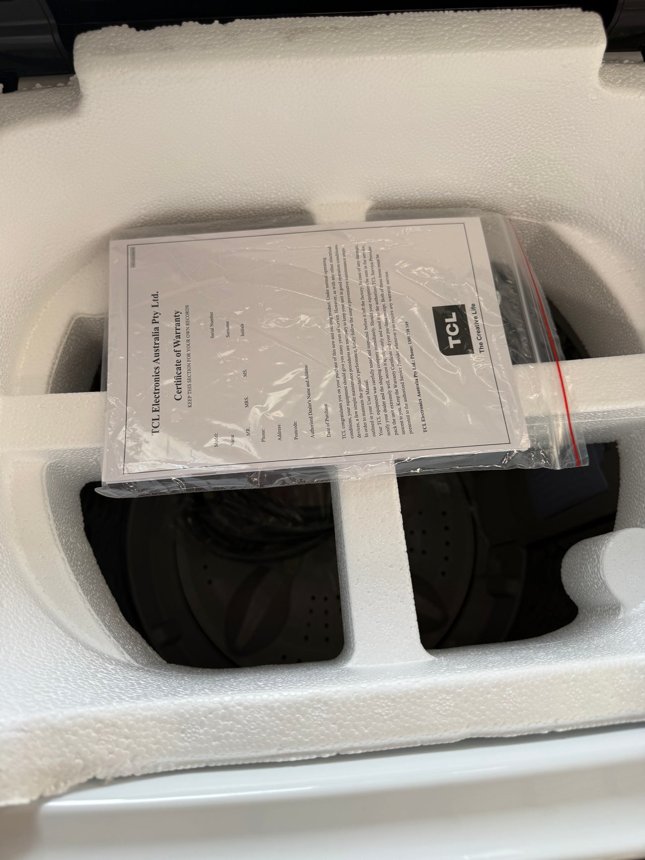 Transportation damaged TCL F708TLW 8kg top load washing machine