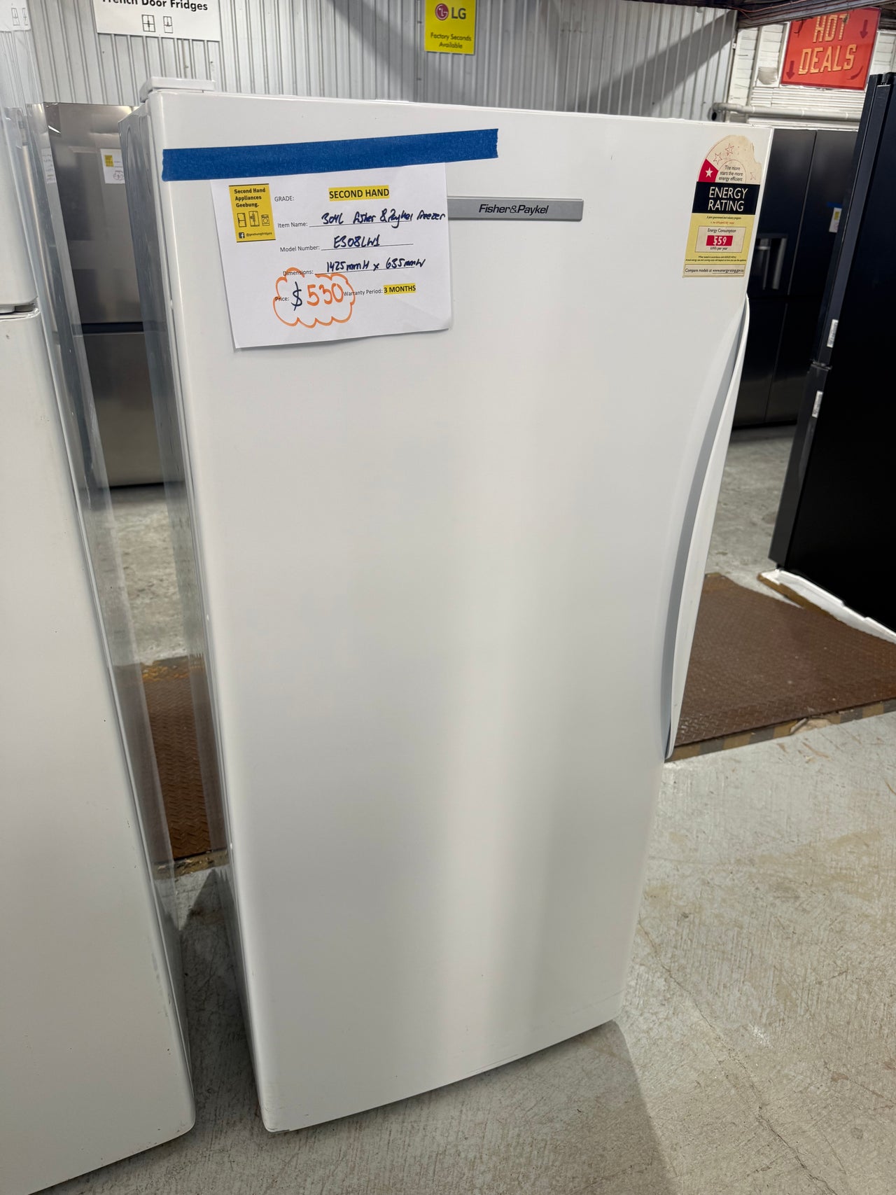 Second hand Fisher & Paykel E308LW1 304L upright vertical freezer - Second Hand Appliances Geebung