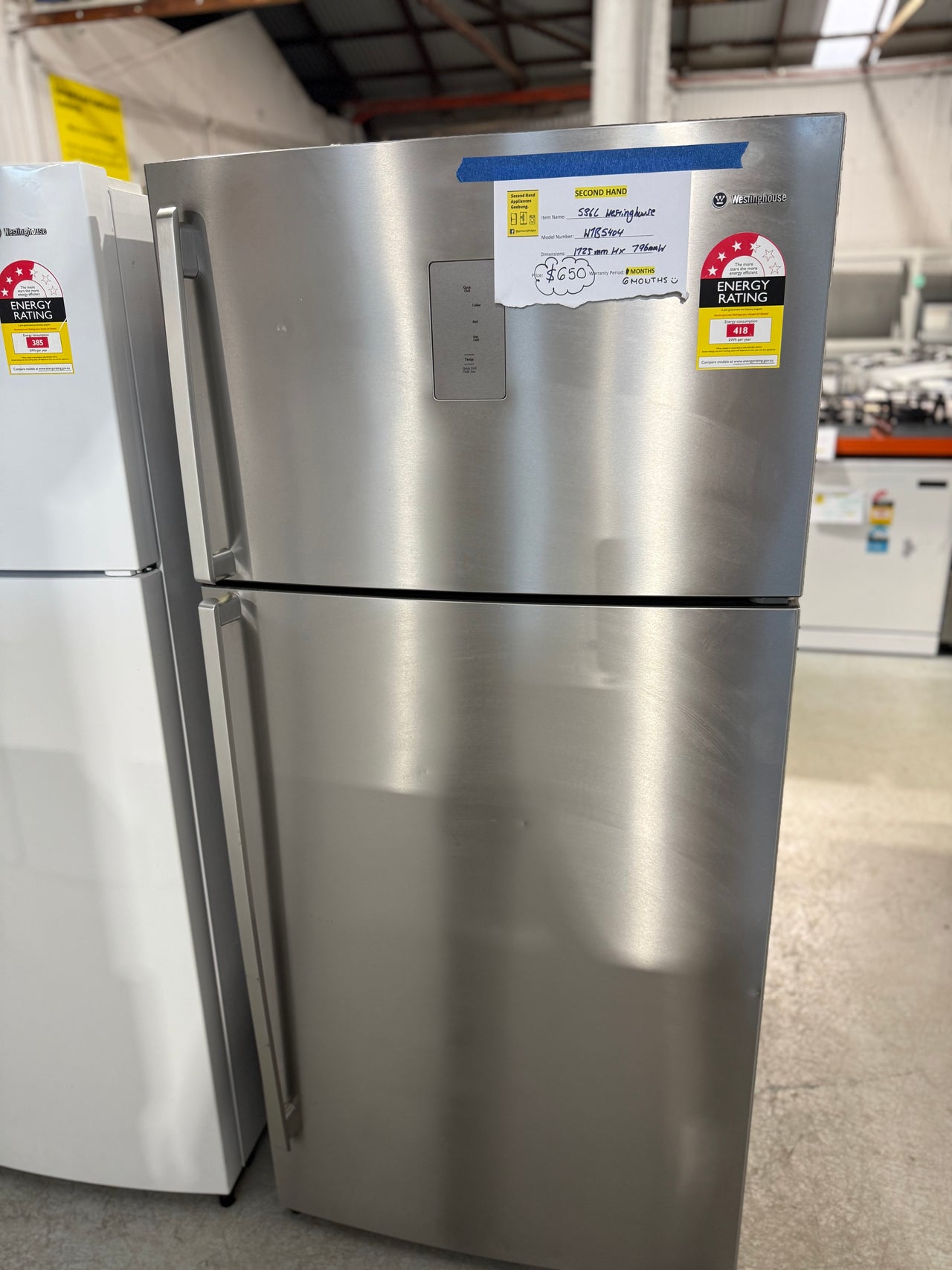 Second hand Westinghouse 540L Top Mount Fridge WTB5404SA