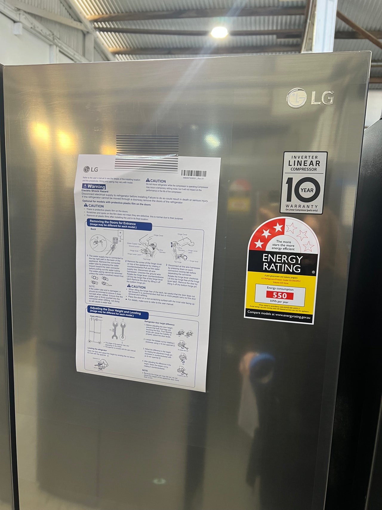 Transportation damaged LG 635L Side By Side Refrigerator in Stainless Finish  Model:GS-D635PLC - Second Hand Appliances Geebung