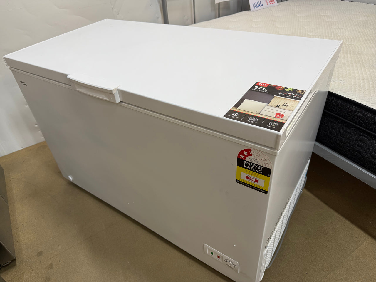 Transportation damaged TCL 371L Hybrid Chest Freezer F380CFW