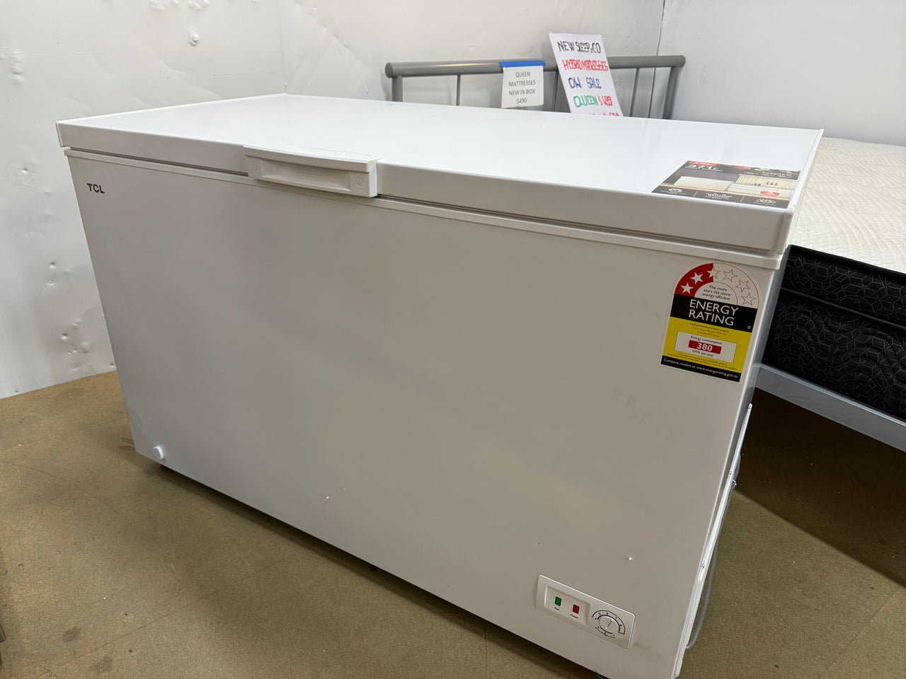 Transportation damaged TCL 371L Hybrid Chest Freezer F380CFW