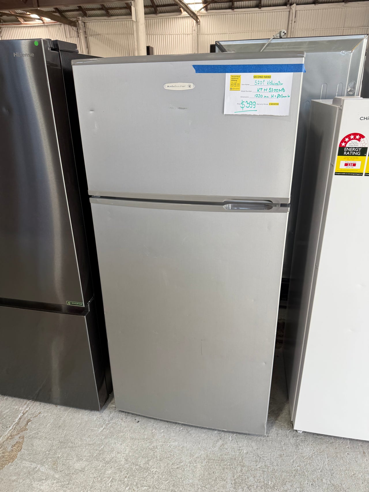 Second hand 520l Kelvinator top mounted refrigerator KTM5200MB