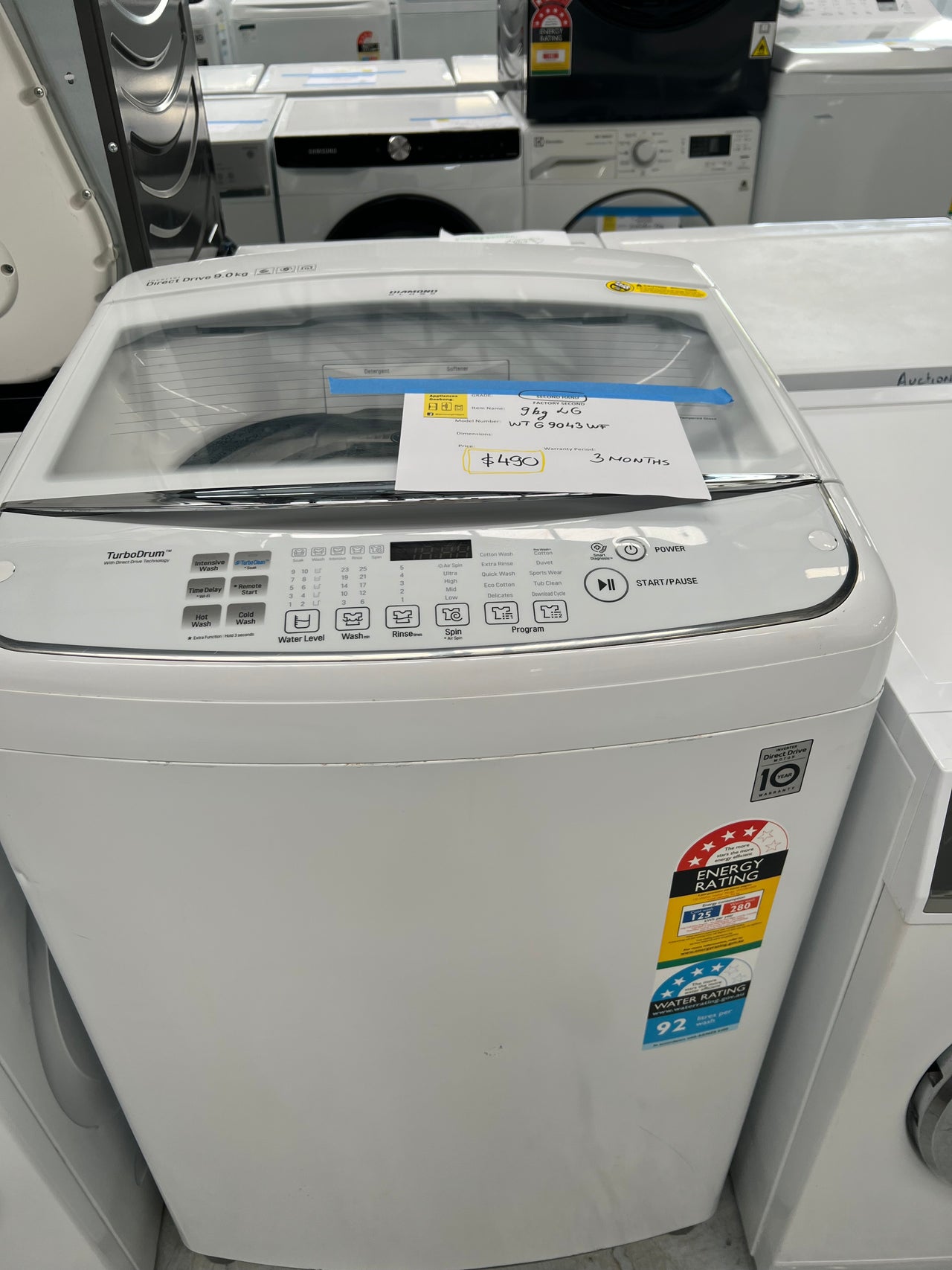 Second hand LG 9kg Top Load Washing Machine WTG9032WF - Second Hand Appliances Geebung