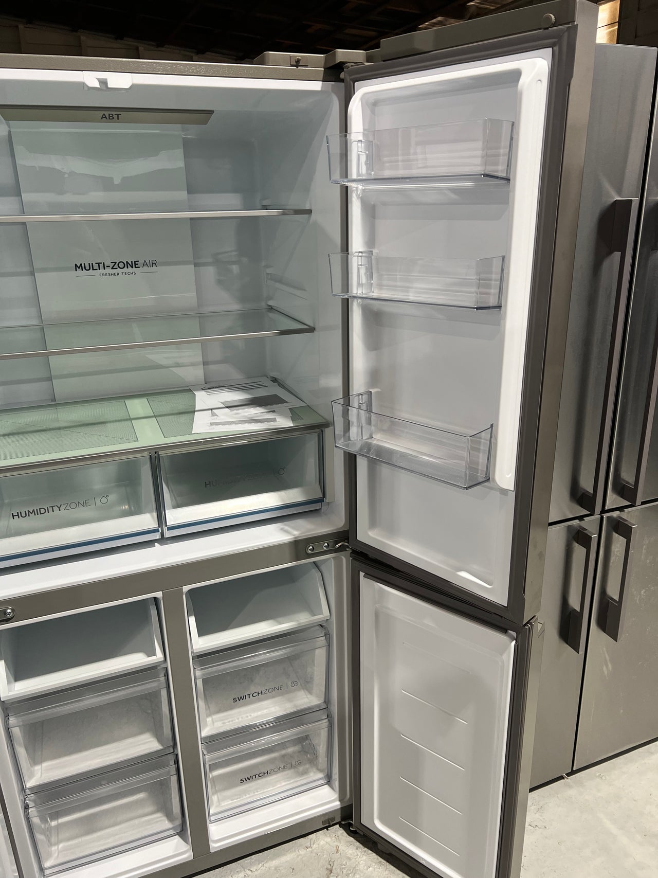 Factory second Haier 463L Quad Door Refrigerator Stainless Steel HRF530YS/ 4 star energy rating - Second Hand Appliances Geebung