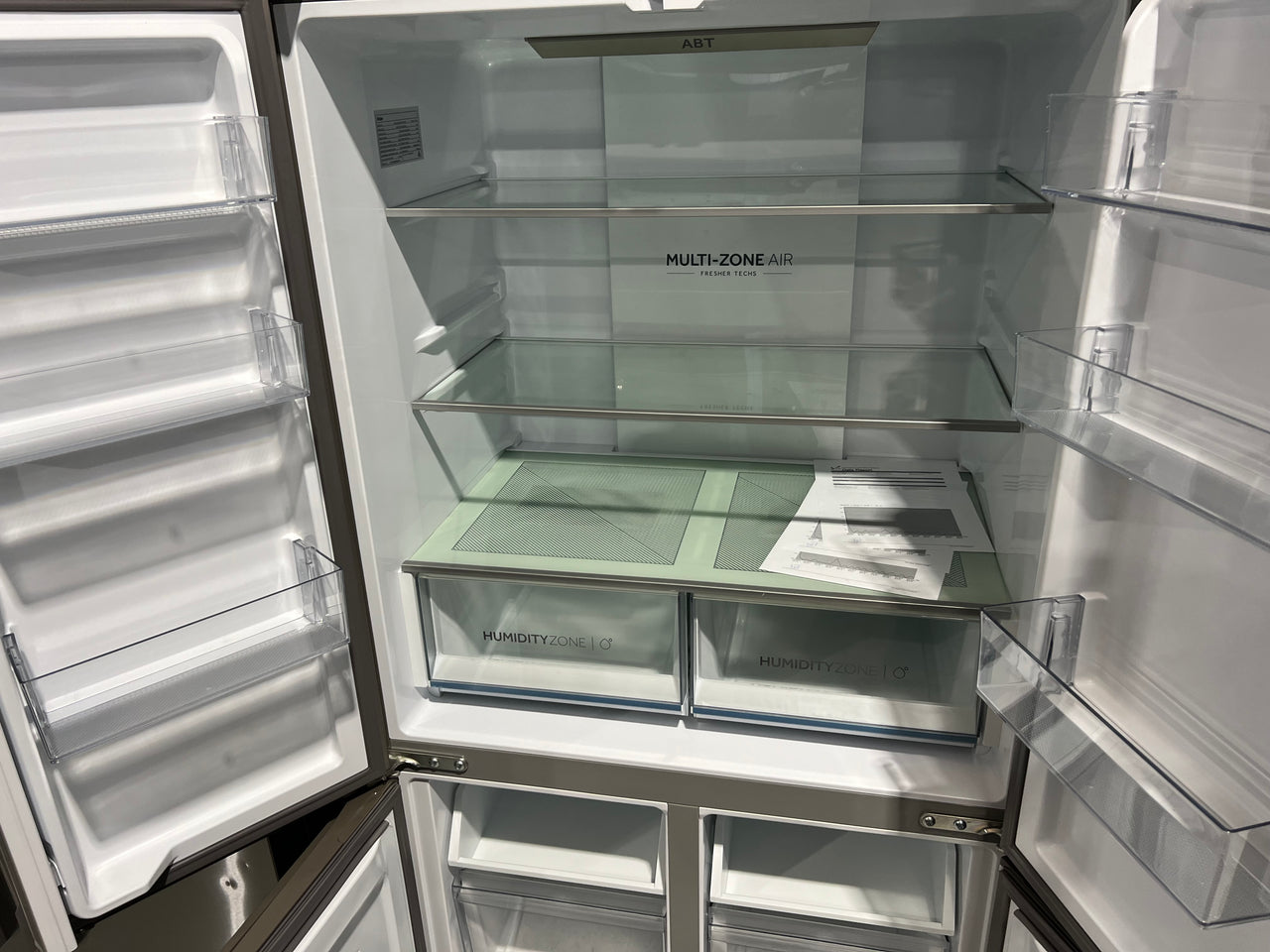 Factory second Haier 463L Quad Door Refrigerator Stainless Steel HRF530YS/ 4 star energy rating - Second Hand Appliances Geebung