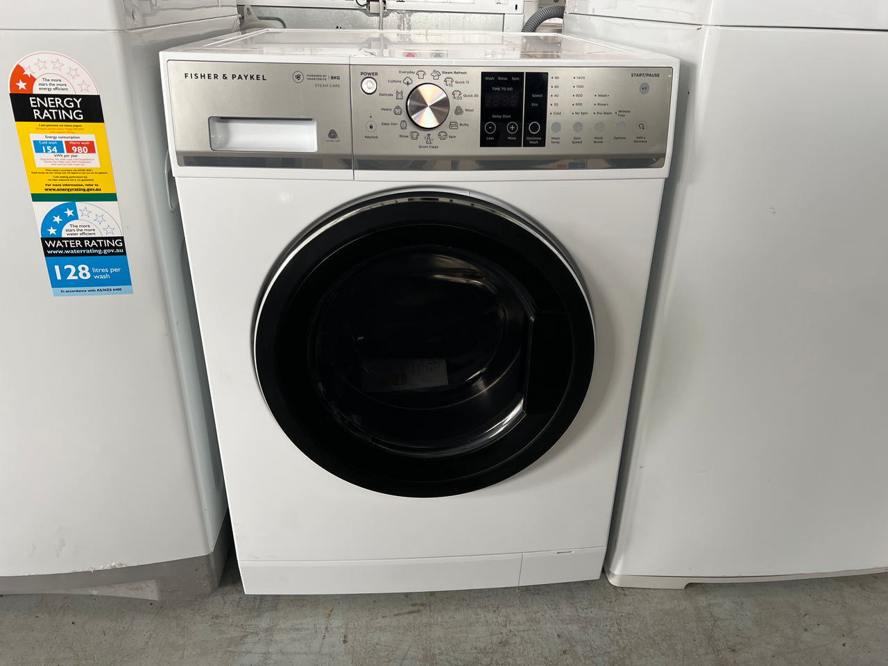 Factory second Fisher &amp; Paykel 8kg Series 5 Front Load Washing Machine with Steam Refresh Model: WH8060P3 - Second Hand Appliances Geebung