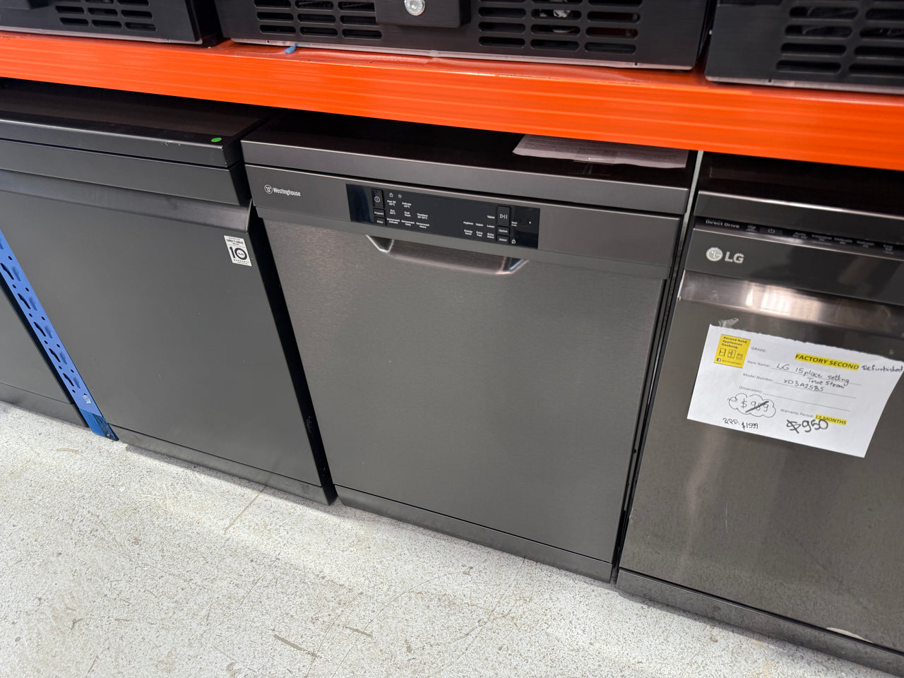 Factory second Westinghouse 60cm Freestanding Dishwasher – Dark Stainless Steel WSF6608KXB - Second Hand Appliances Geebung