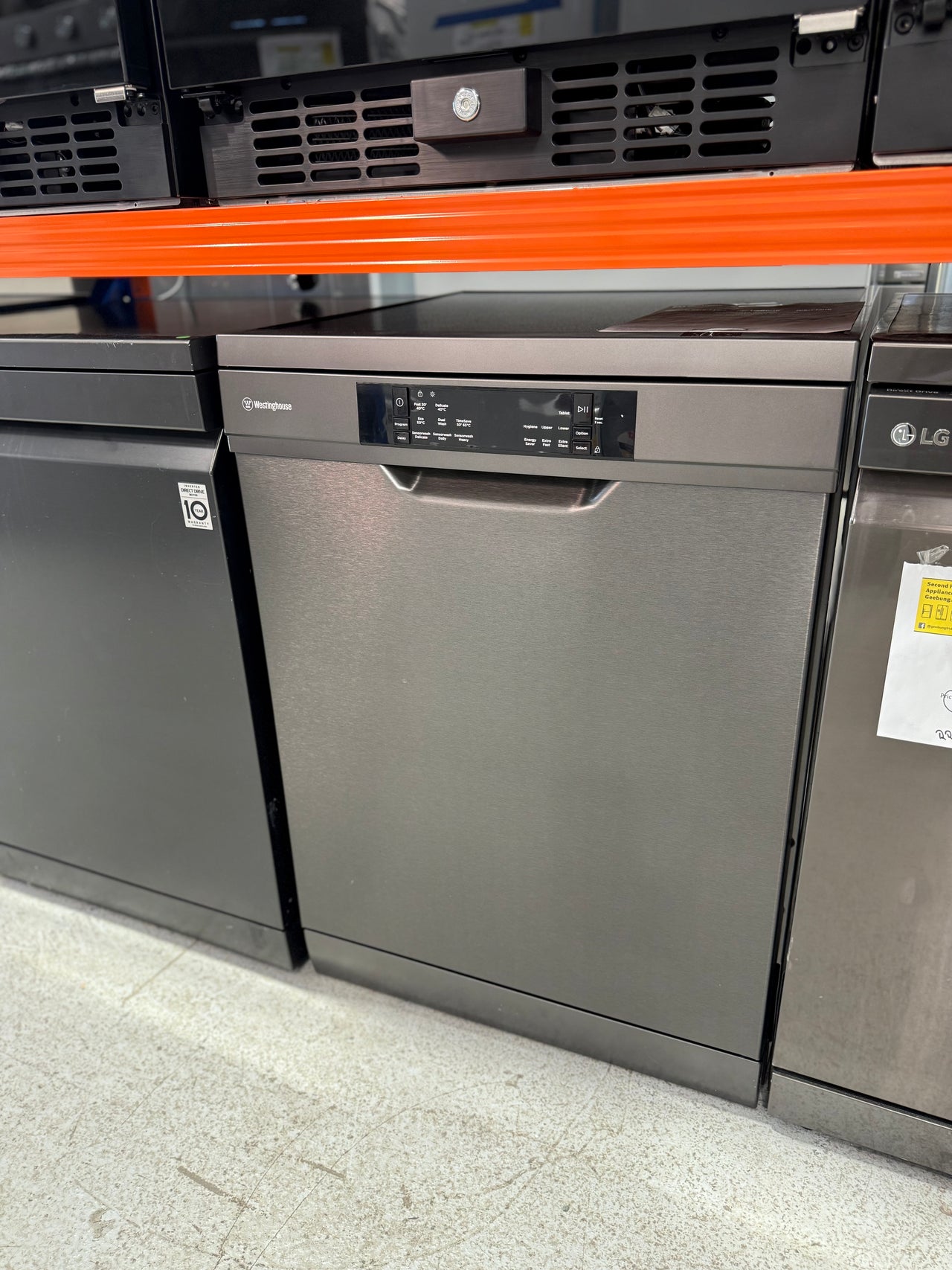 Factory second Westinghouse 60cm Freestanding Dishwasher – Dark Stainless Steel WSF6608KXB - Second Hand Appliances Geebung