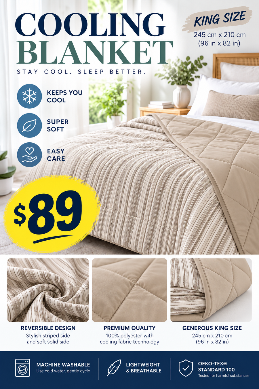 King Size Cooling Blanket/Beige