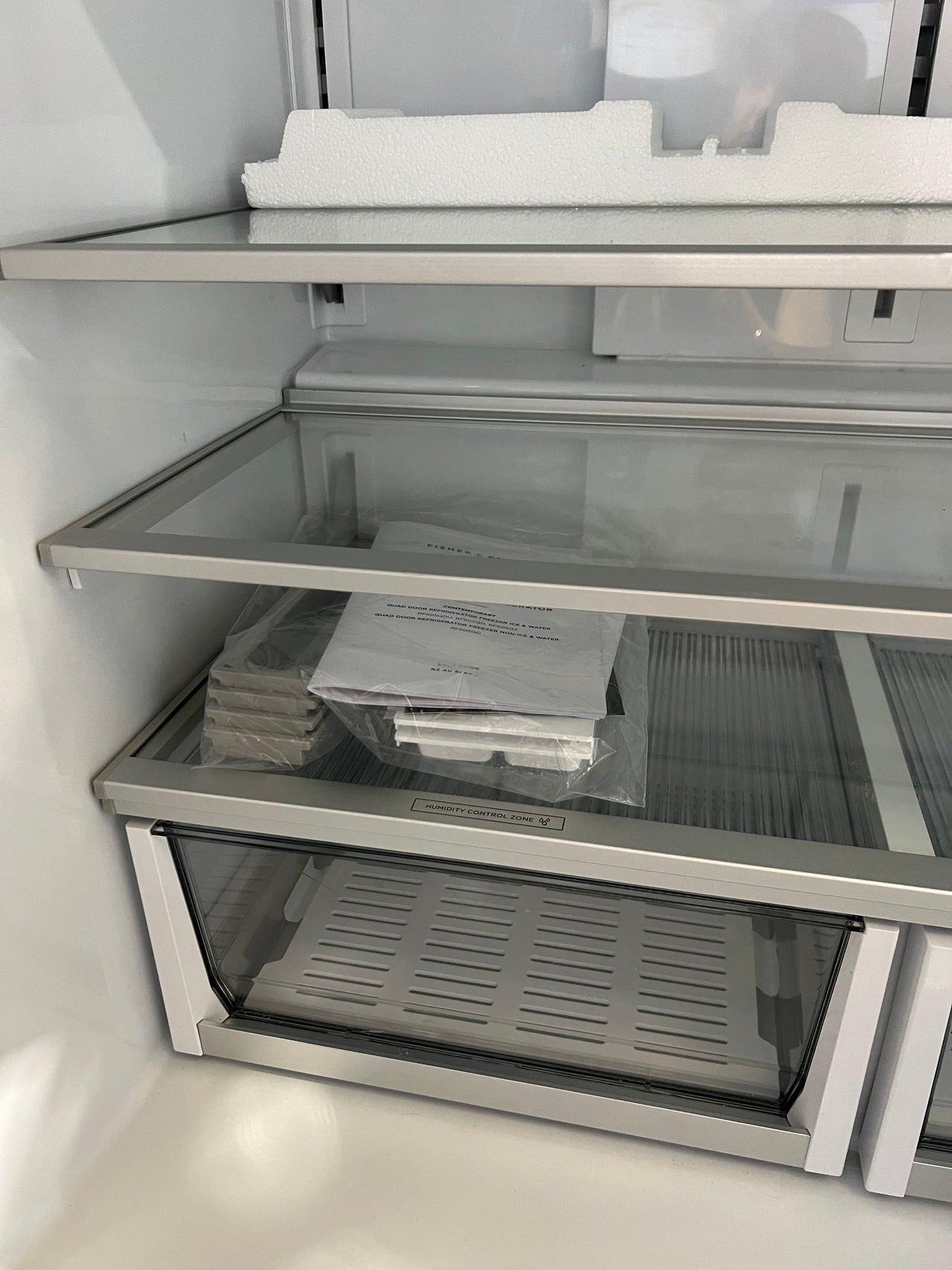 Transportation damaged FISHER & PAYKEL 538L QUAD DOOR REFRIGERATOR STAINLESS STEEL RF605QDVX2 - Second Hand Appliances Geebung