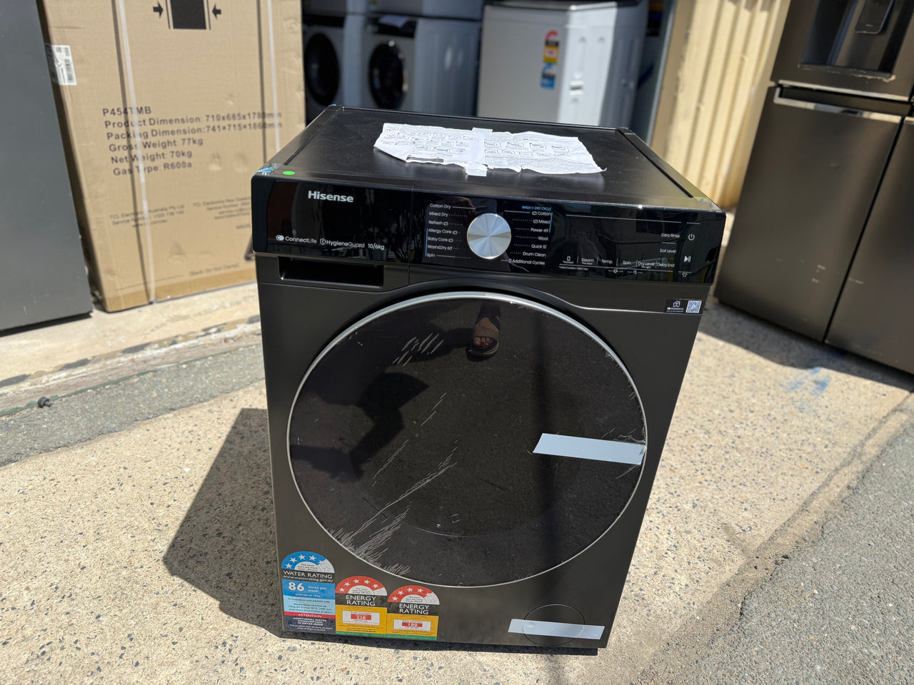 Transportation damaged Hisense HCF7S1014B 10kg / 6kg Series 7 Front Load Washer Dryer Combo – Charcoal Black