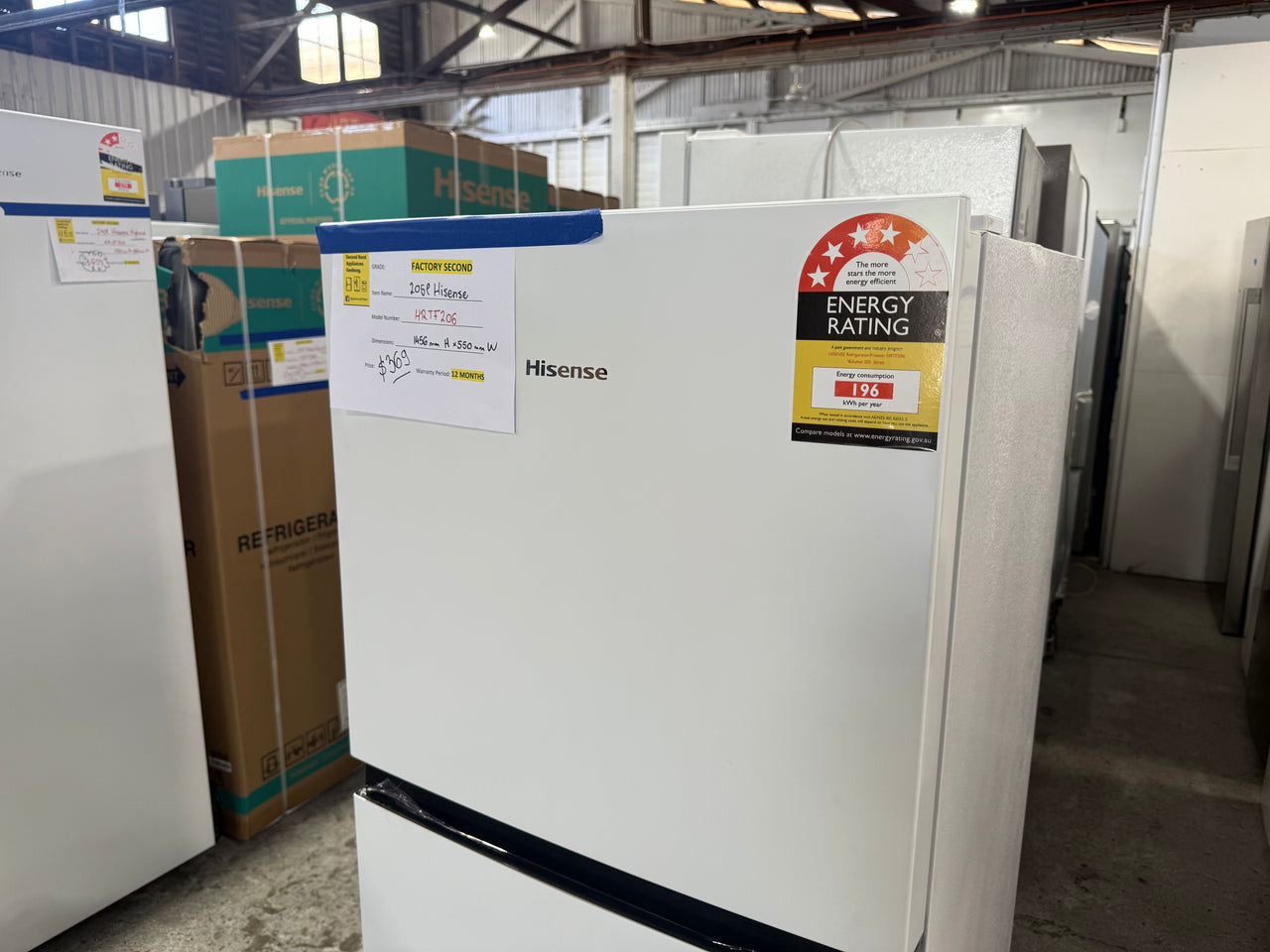 Transportation damaged Hisense HRTF206 205L Top Mount Refrigerator – White
