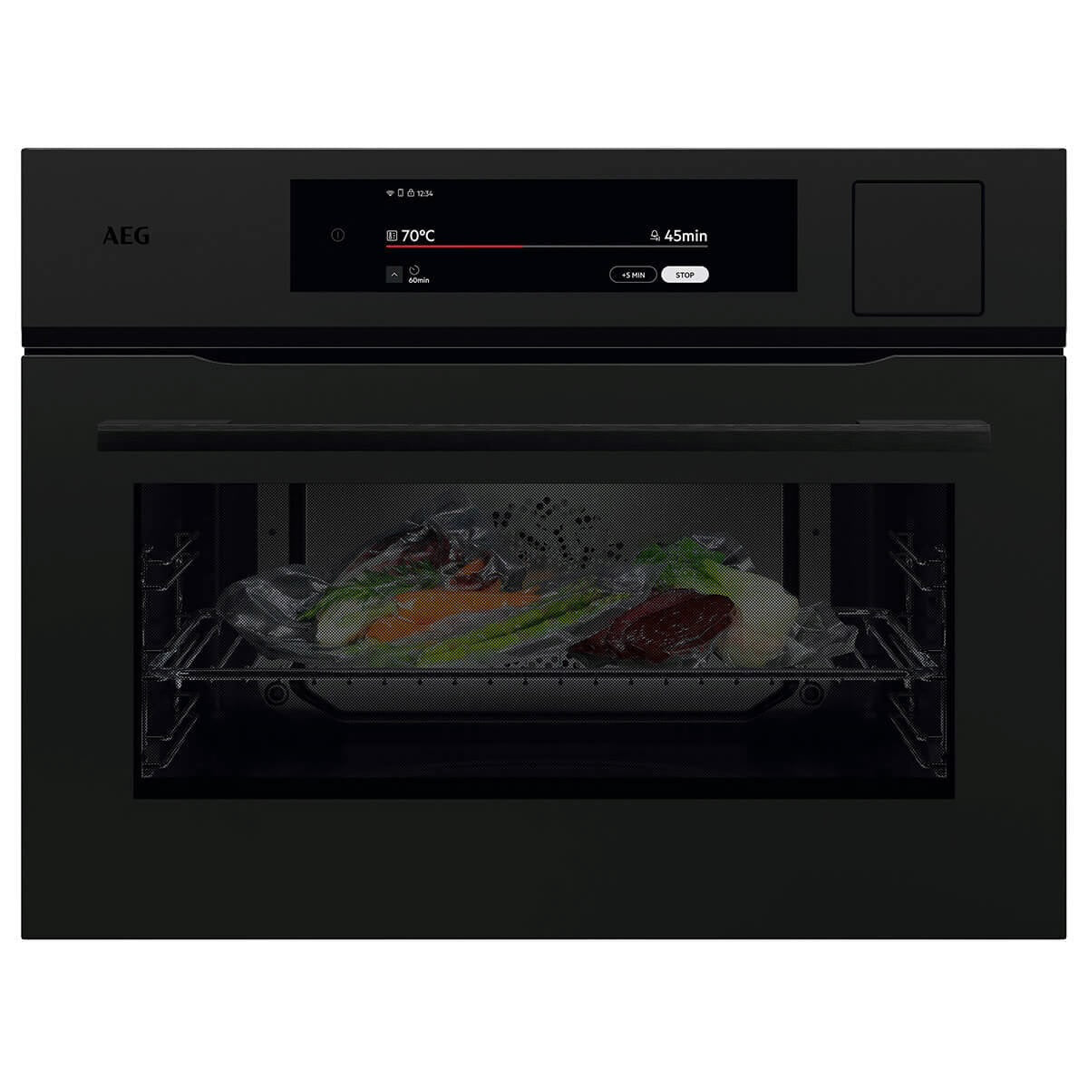 Factory second AEG 60cm 9000 Series Compact SteamPro Built-In Combi-Steam Oven NKB9A82KT