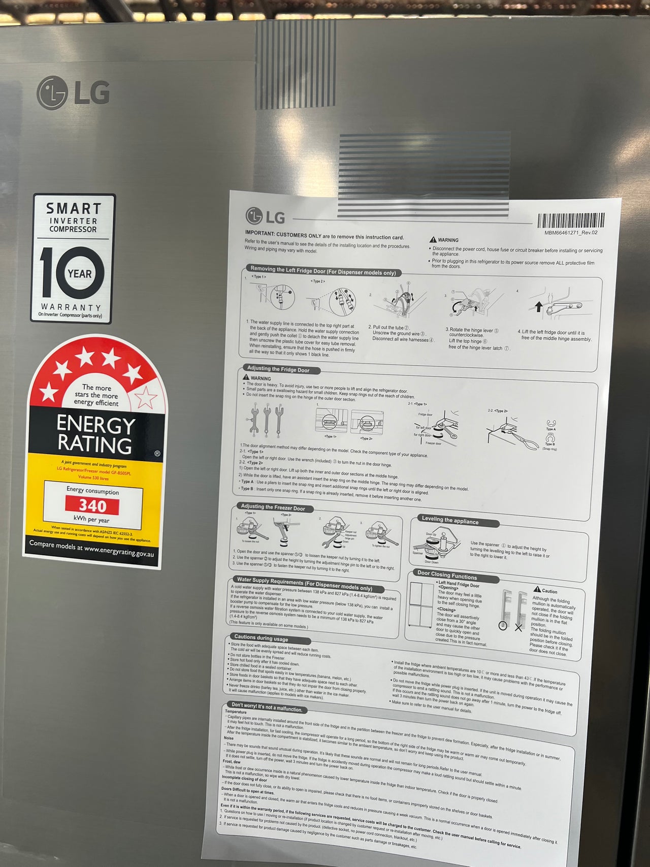 Transportation damaged LG 530L French Door Refrigerator GF-B505PL - Second Hand Appliances Geebung