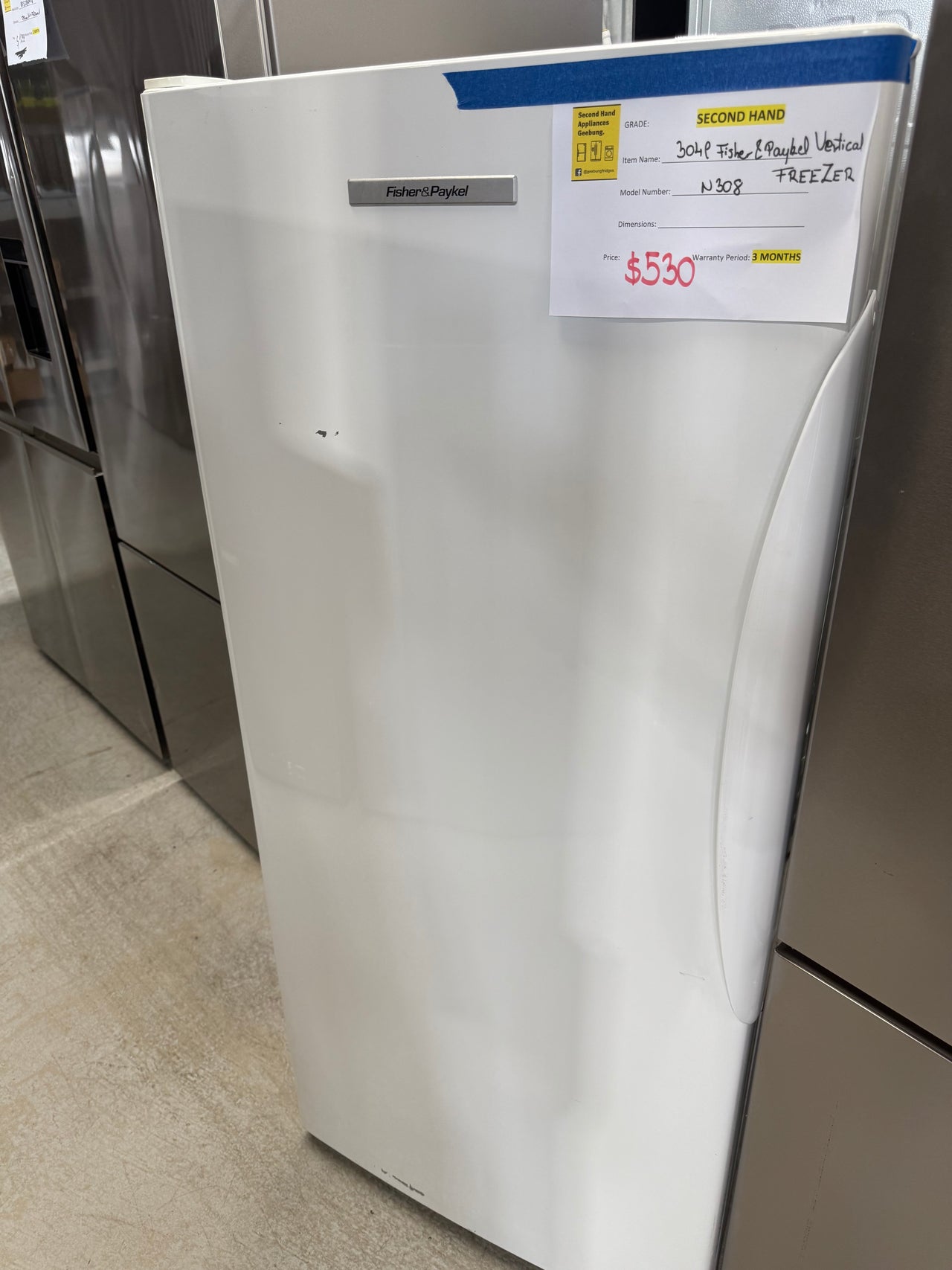 Second Hand Fisher Paykel upright freezer N308