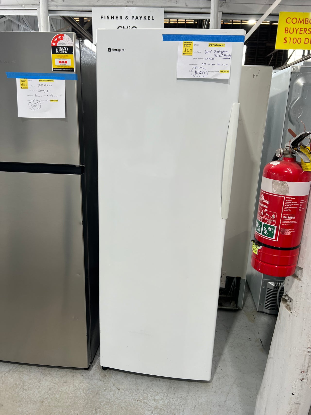 Second hand 300L Vertical Freezer WFM3000WB - Second Hand Appliances Geebung