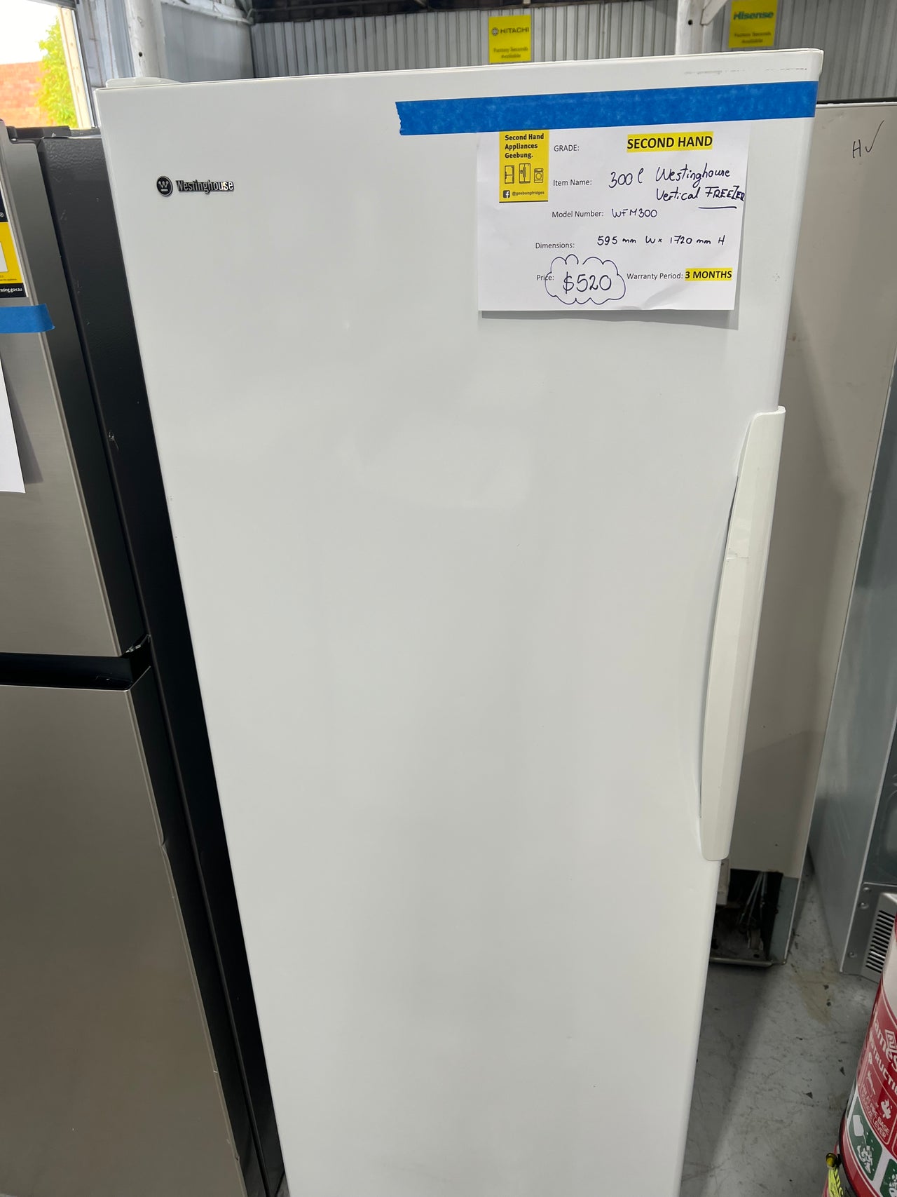 Second hand 300L Vertical Freezer WFM3000WB - Second Hand Appliances Geebung