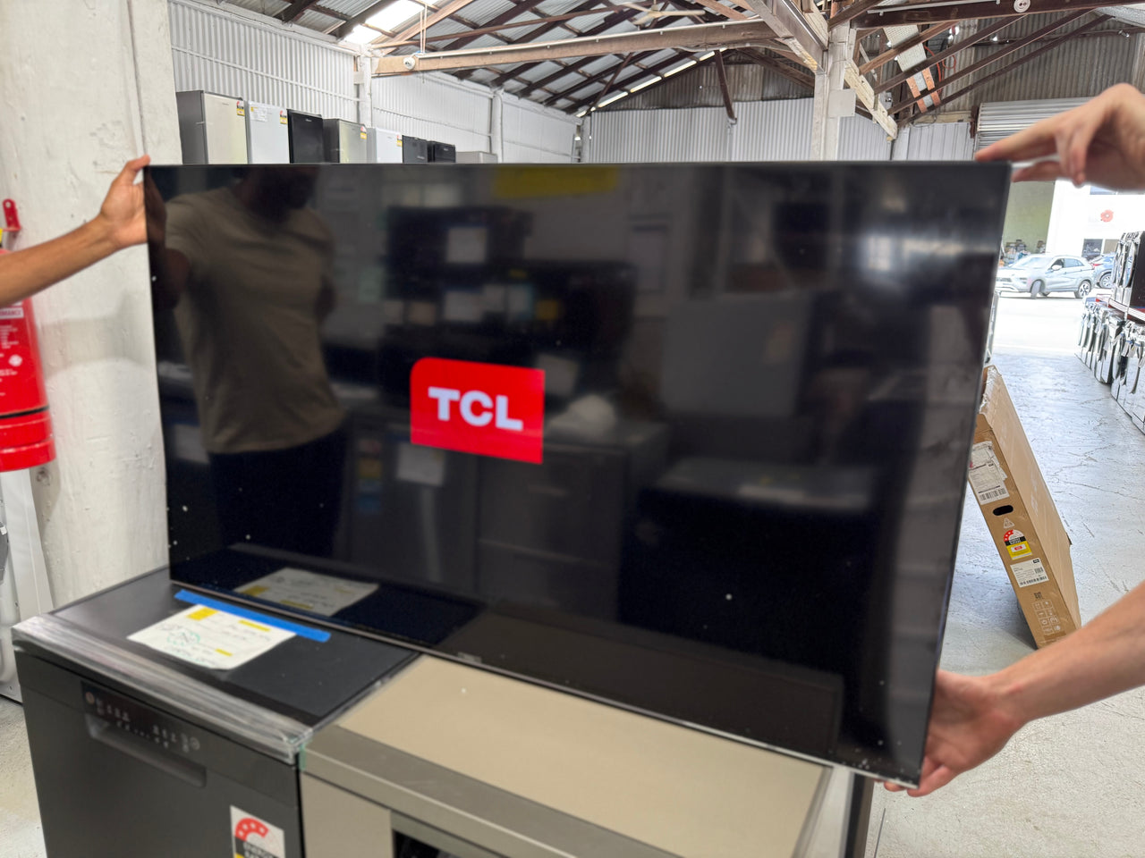 Transportation damaged TCL 55C745 is a 55-inch QLED 4K Ultra High Definition (UHD) Google TV