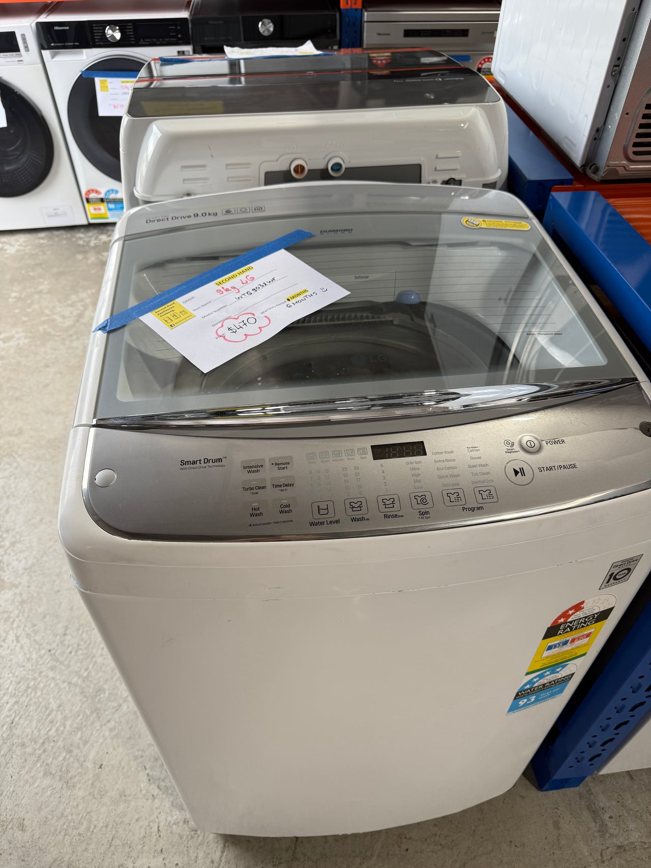 Second hand LG WTG9032WF 9kg top load washing machine