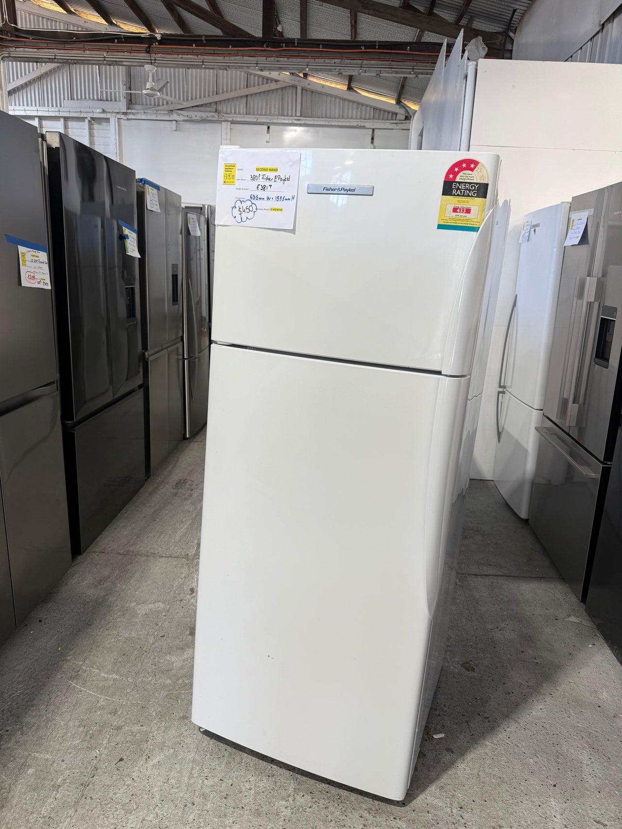 Second hand 380L Fisher&Paykel Fridge Freezer Model: E381T