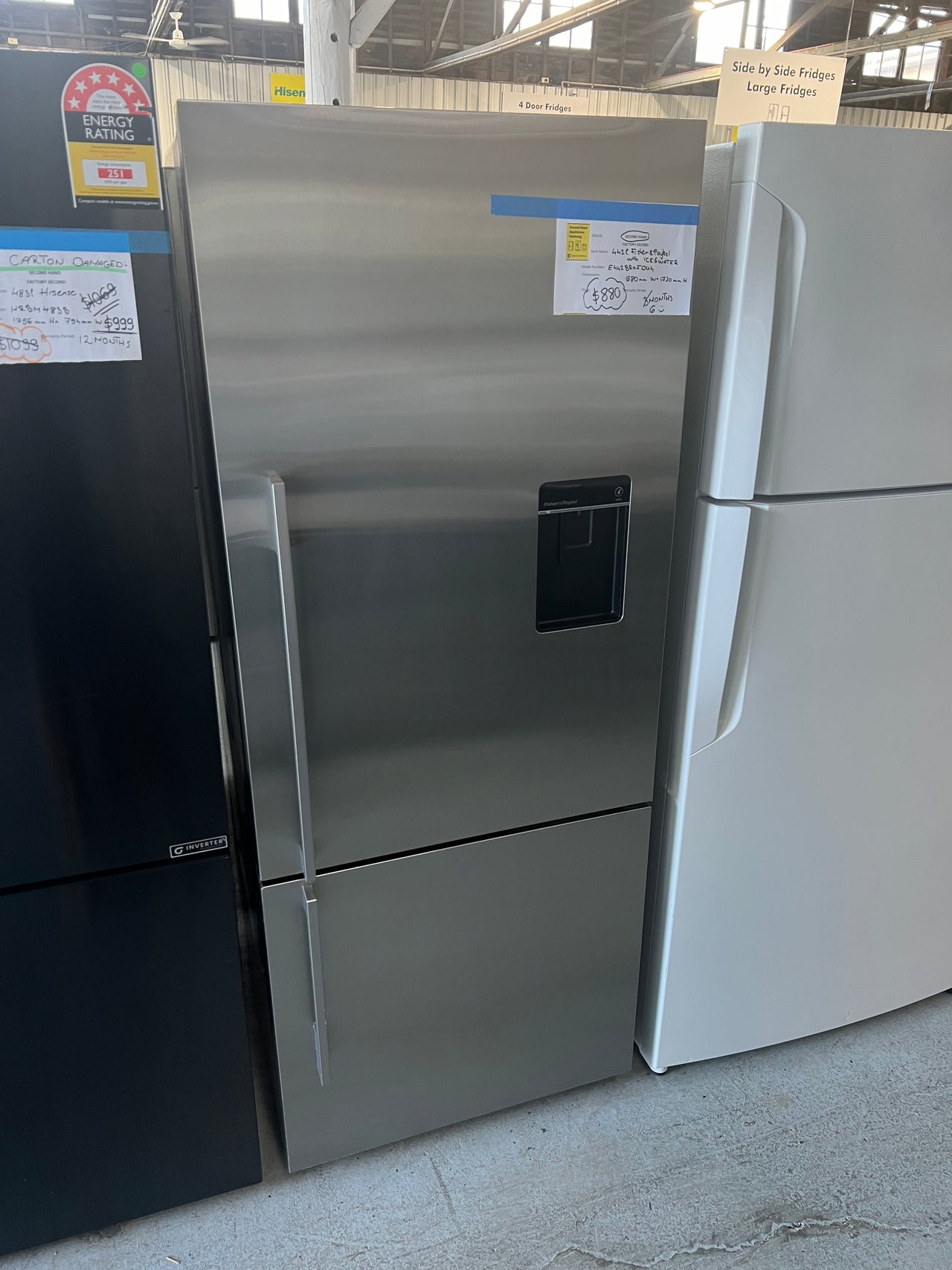 Second hand Fisher & Paykel E442BRXFDU4 442L Fridge with ice&water dispenser - Second Hand Appliances Geebung